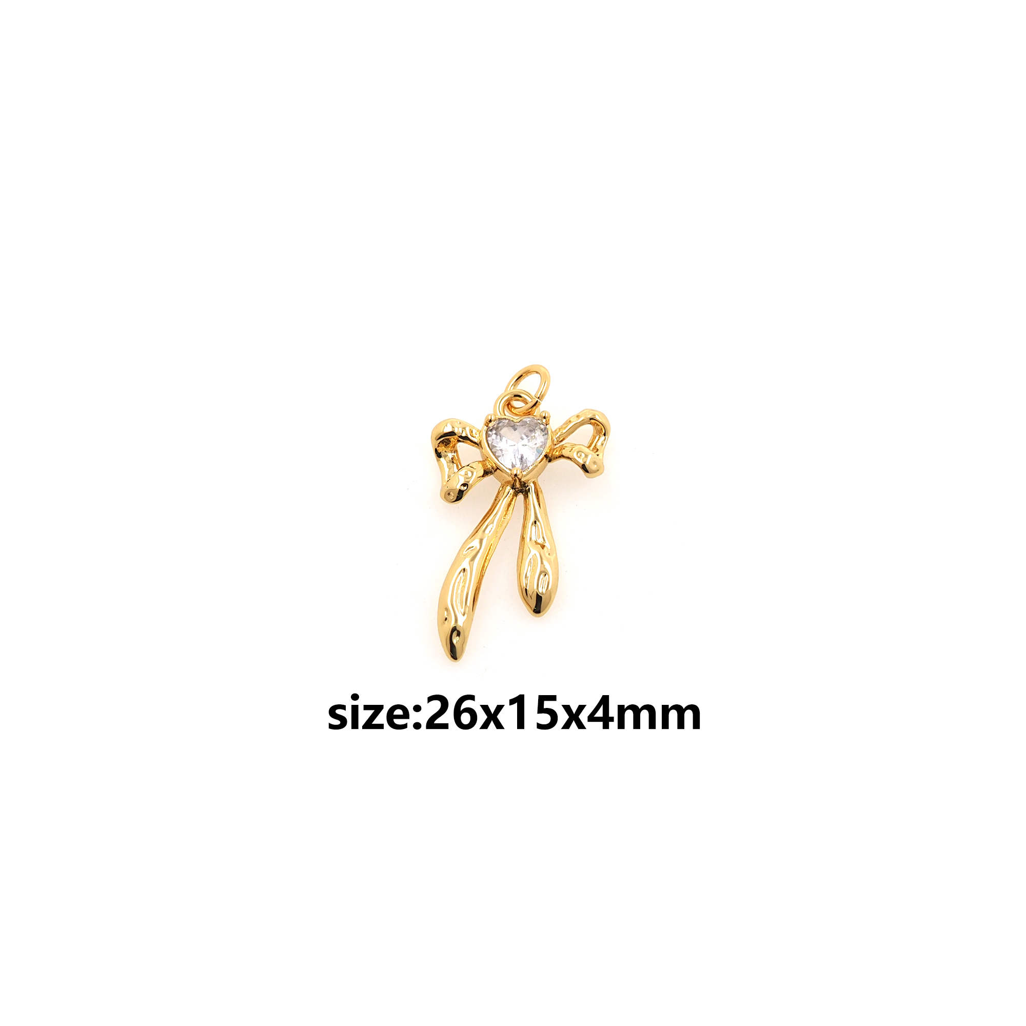18K Gold Filled Bow Pendant,Dainty Bow Charm Earrings Necklace for DIY Jewelry Making Supply