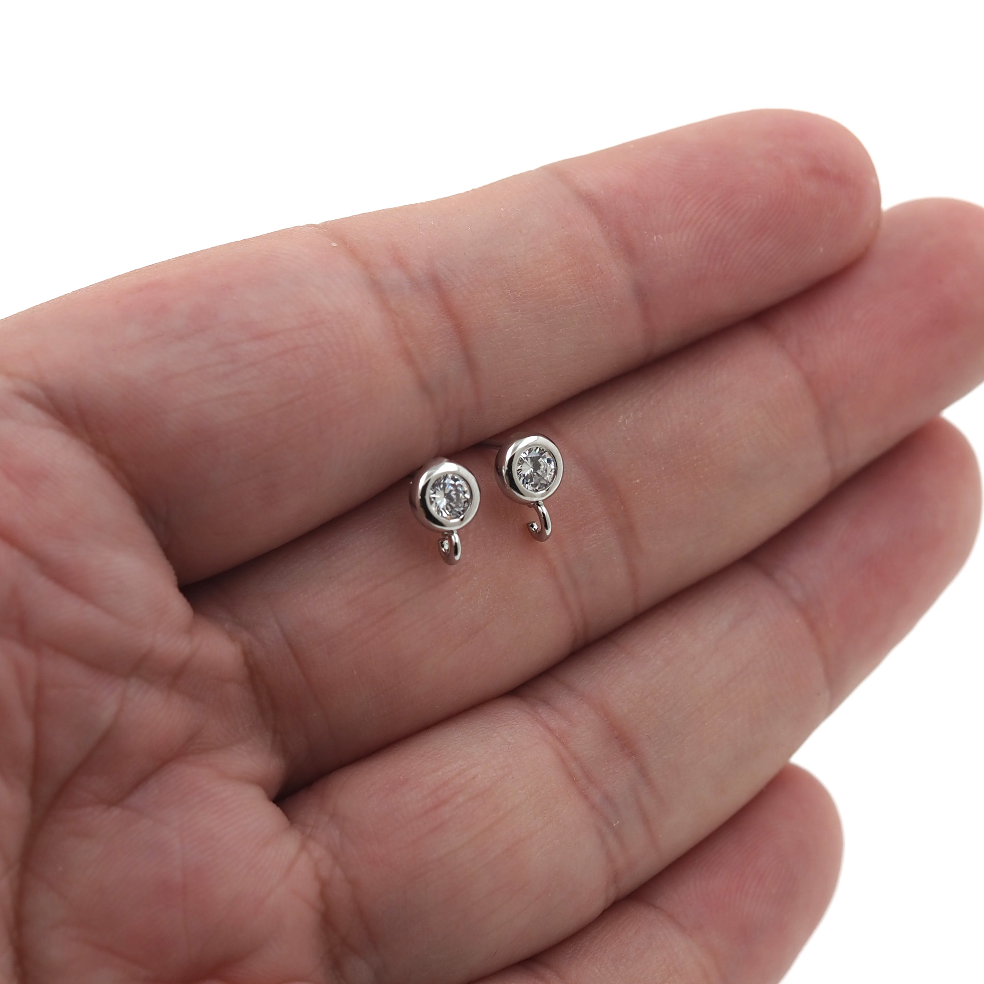 18K Gold Filled Round Stud Earrings,CZ Stud,Dainty Earrings,Minimalist Earring,DIY Jewelry Making Supply