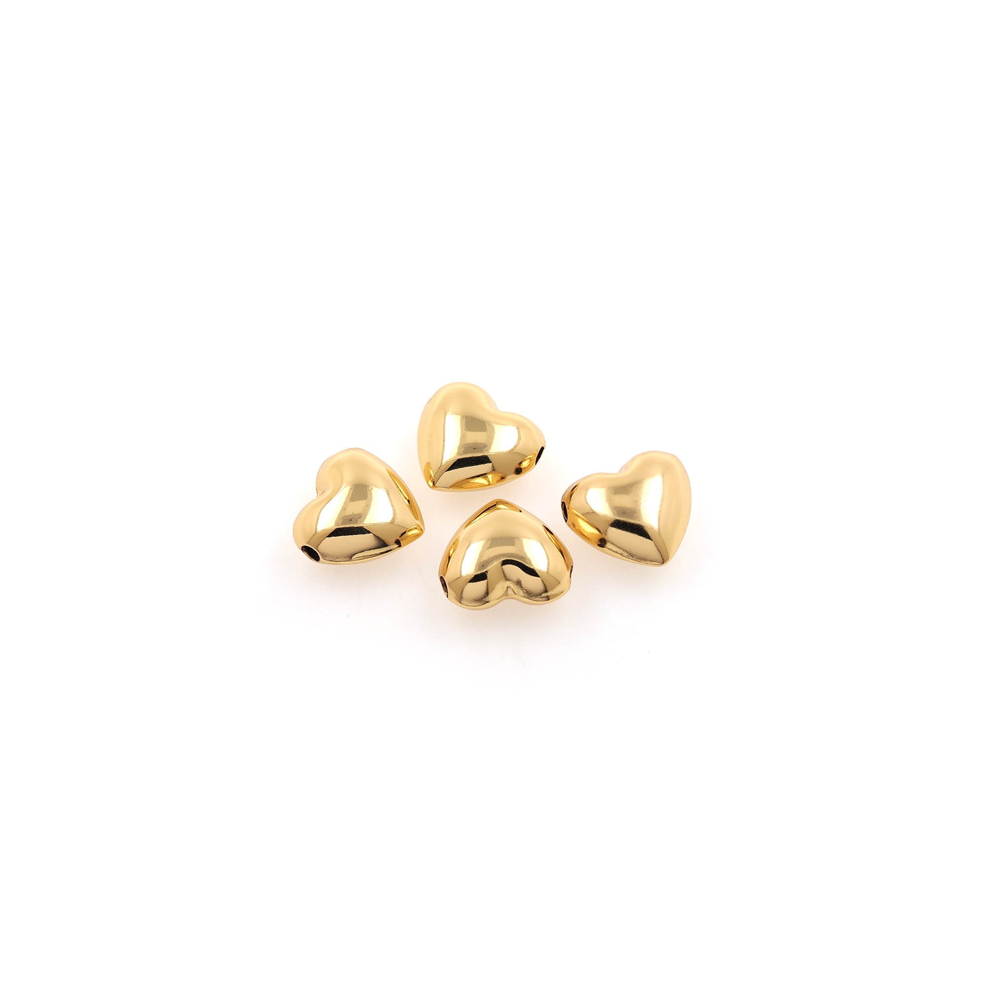 18K Gold Filled Heart Spacer Beads,Dainty Puffed Heart Bead for Bracelet Jewelry Necklace Making Supply