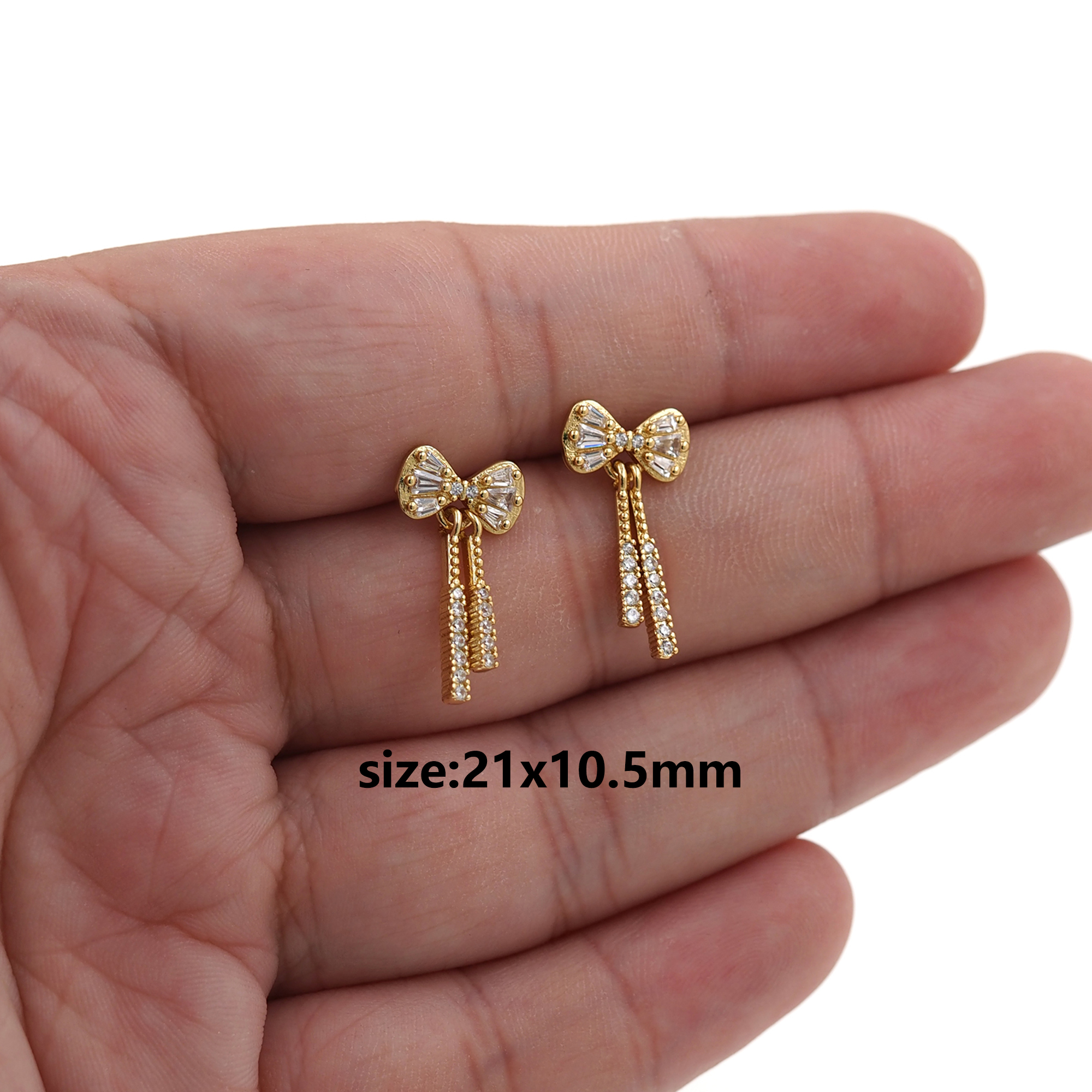 18K Gold Filled Bow Stud Earrings,CZ Micro Pave Bow Earrings,Dainty Earrings,Minimalist Earring,Gift for Wife