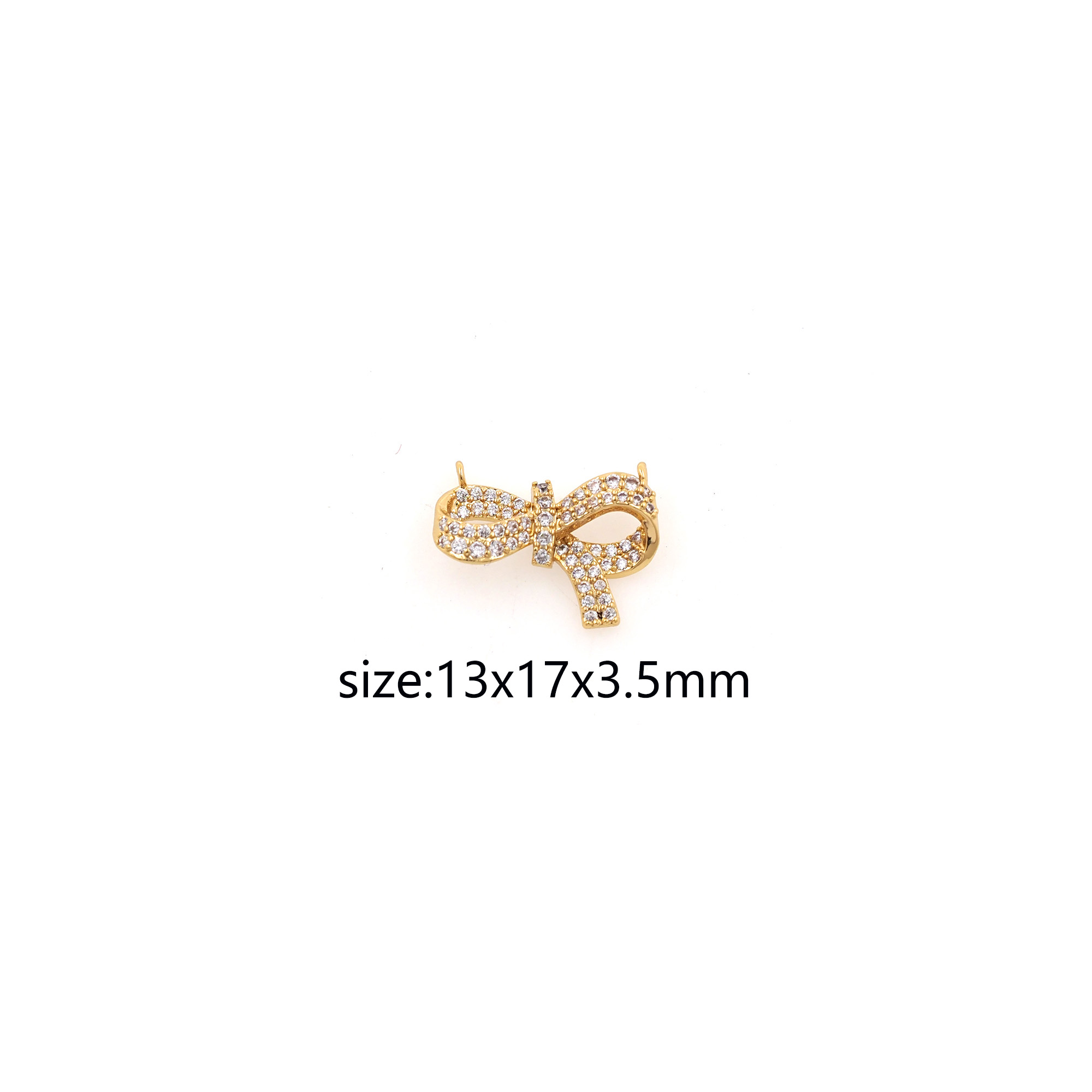 18K Gold Filled Bow Pendant,CZ Micro Pave Bow Charm Earrings Necklace for DIY Jewelry Making Supply