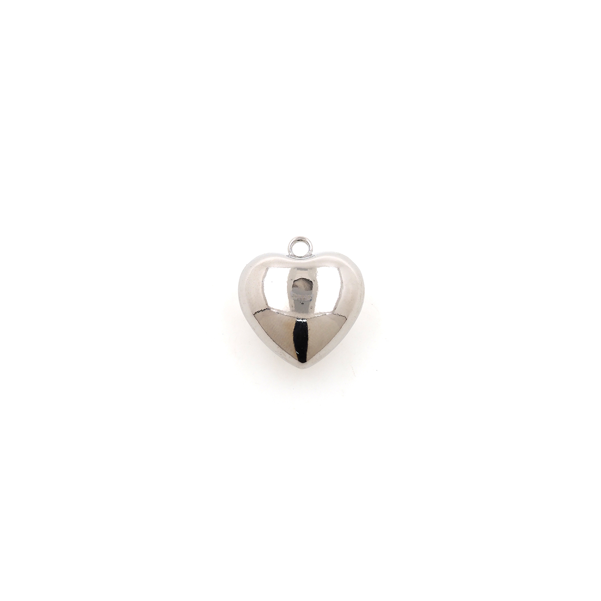 18K Gold Filled Heart Pendant,Puffed Heart Charm Earrings Necklace for DIY Jewelry Making Supply