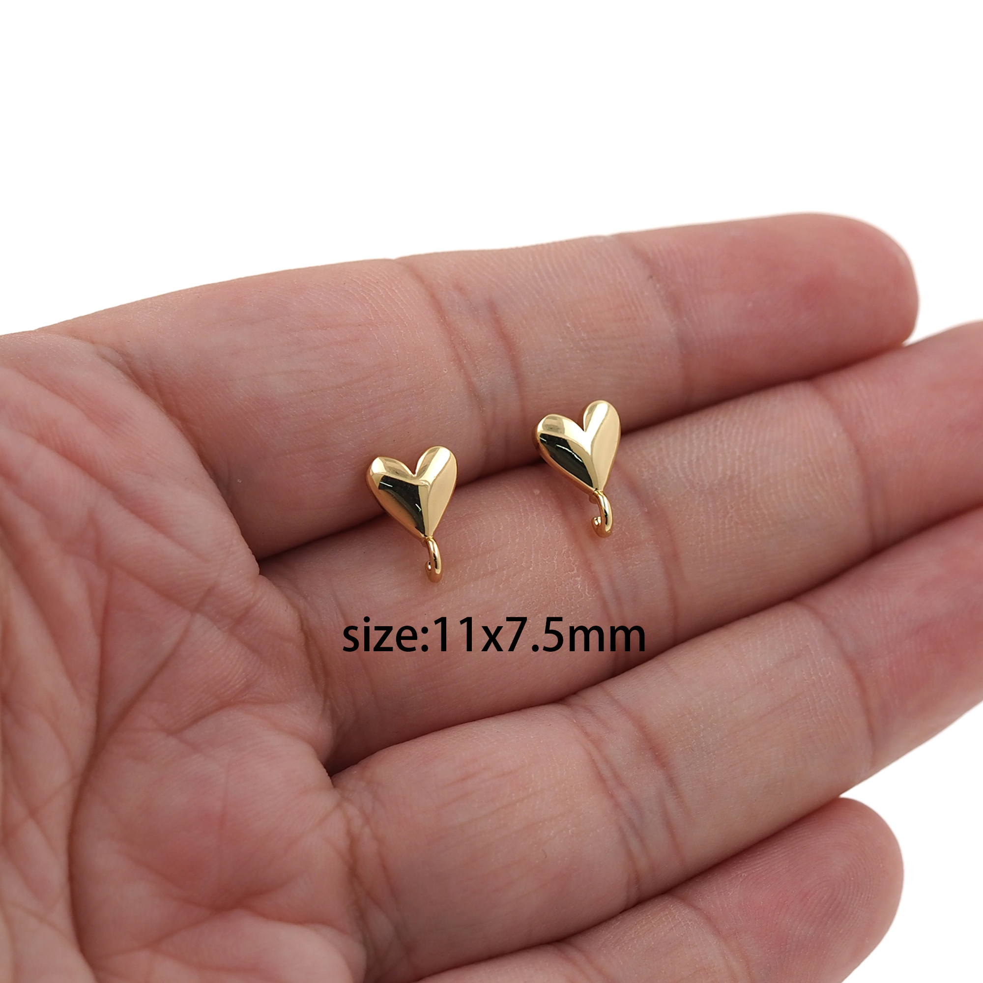 18K Gold Filled Heart Stud Earrings,Dainty Earrings,Minimalist Earring,DIY Jewelry Making Supply