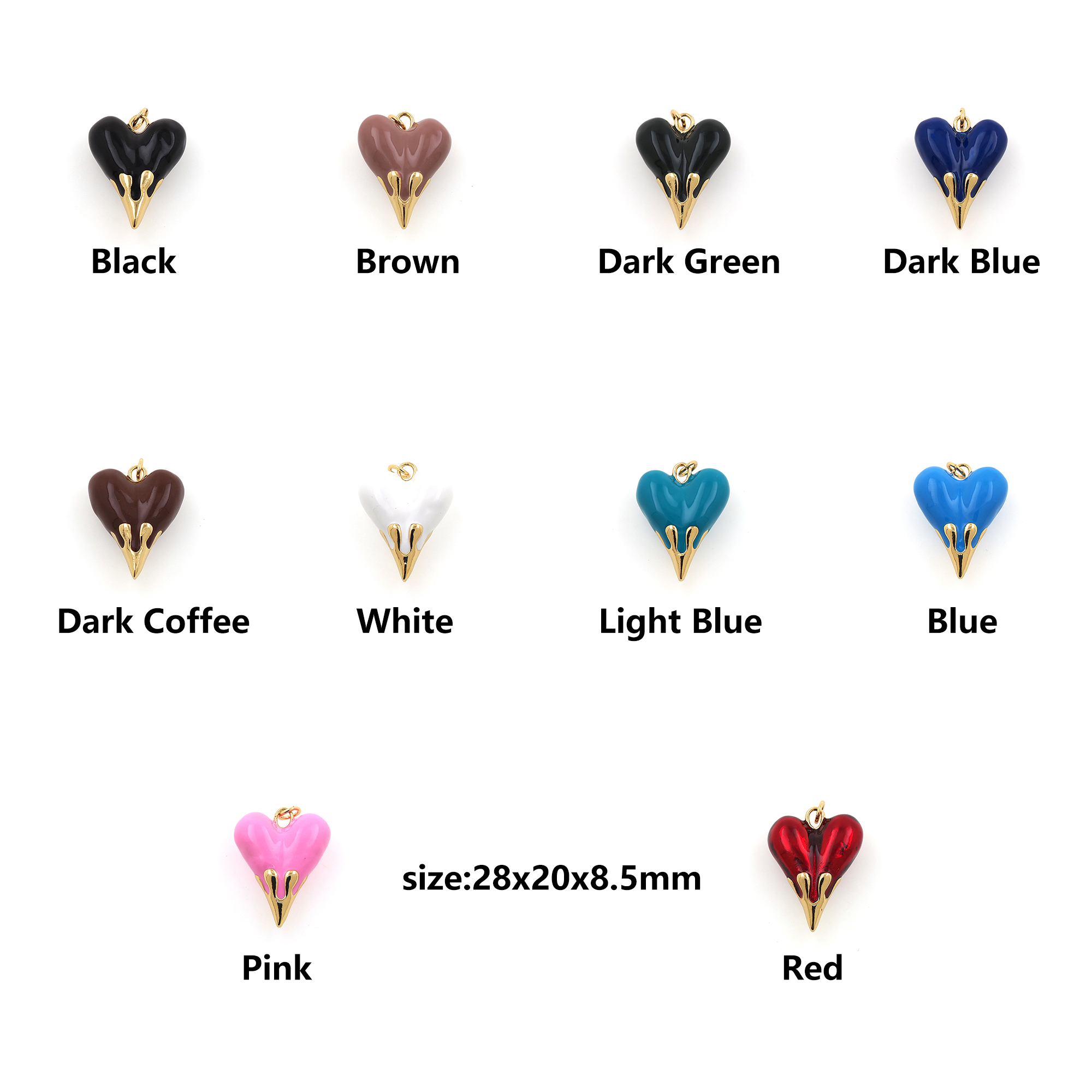 Enamel Heart Jewelry,18K Gold Filled Heart Pendant,Dainty Heart Charm Earrings Necklace for DIY Jewelry Making Supply