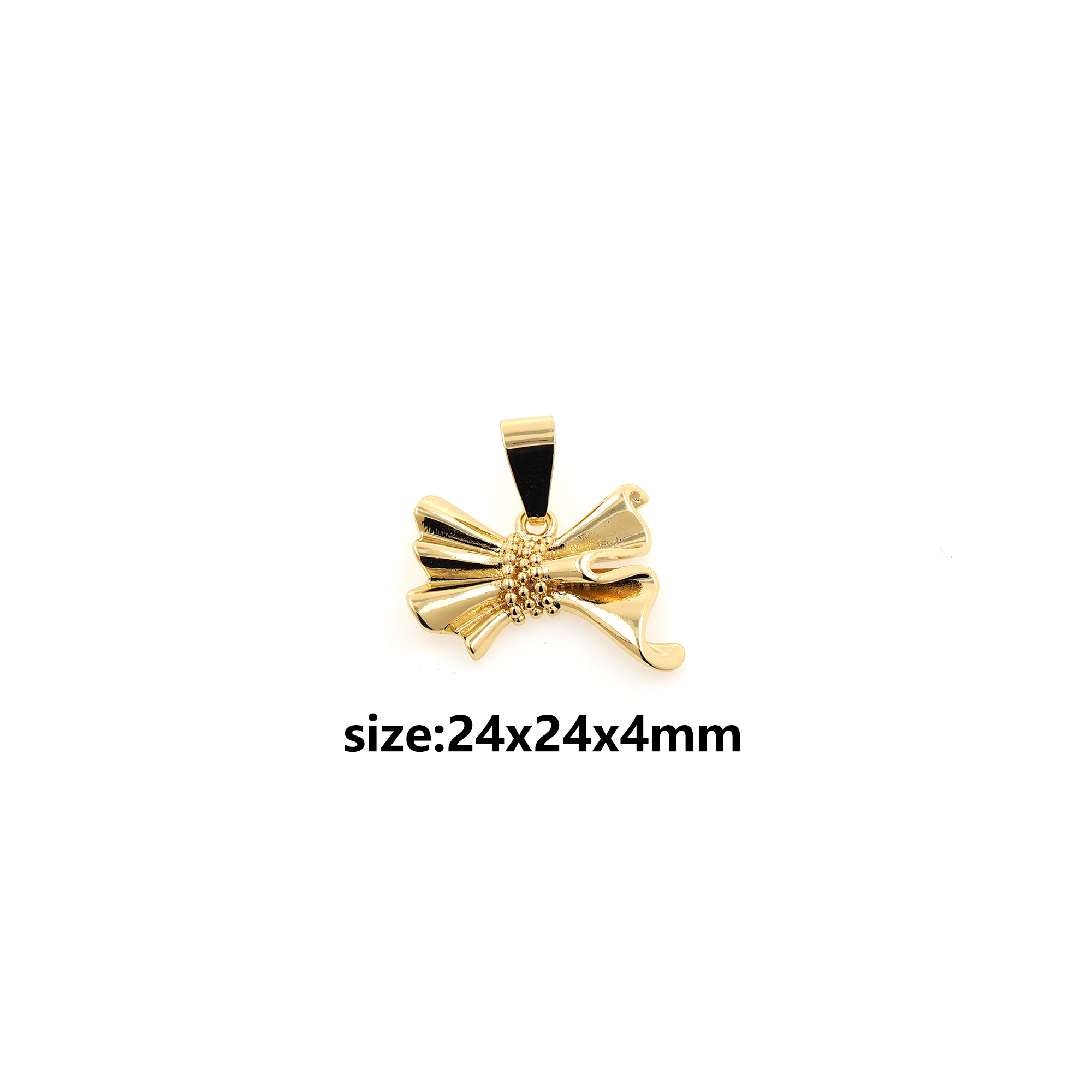 18K Gold Filled Bow Pendant,Dainty Bow Charm Earrings Necklace for DIY Jewelry Making Supply