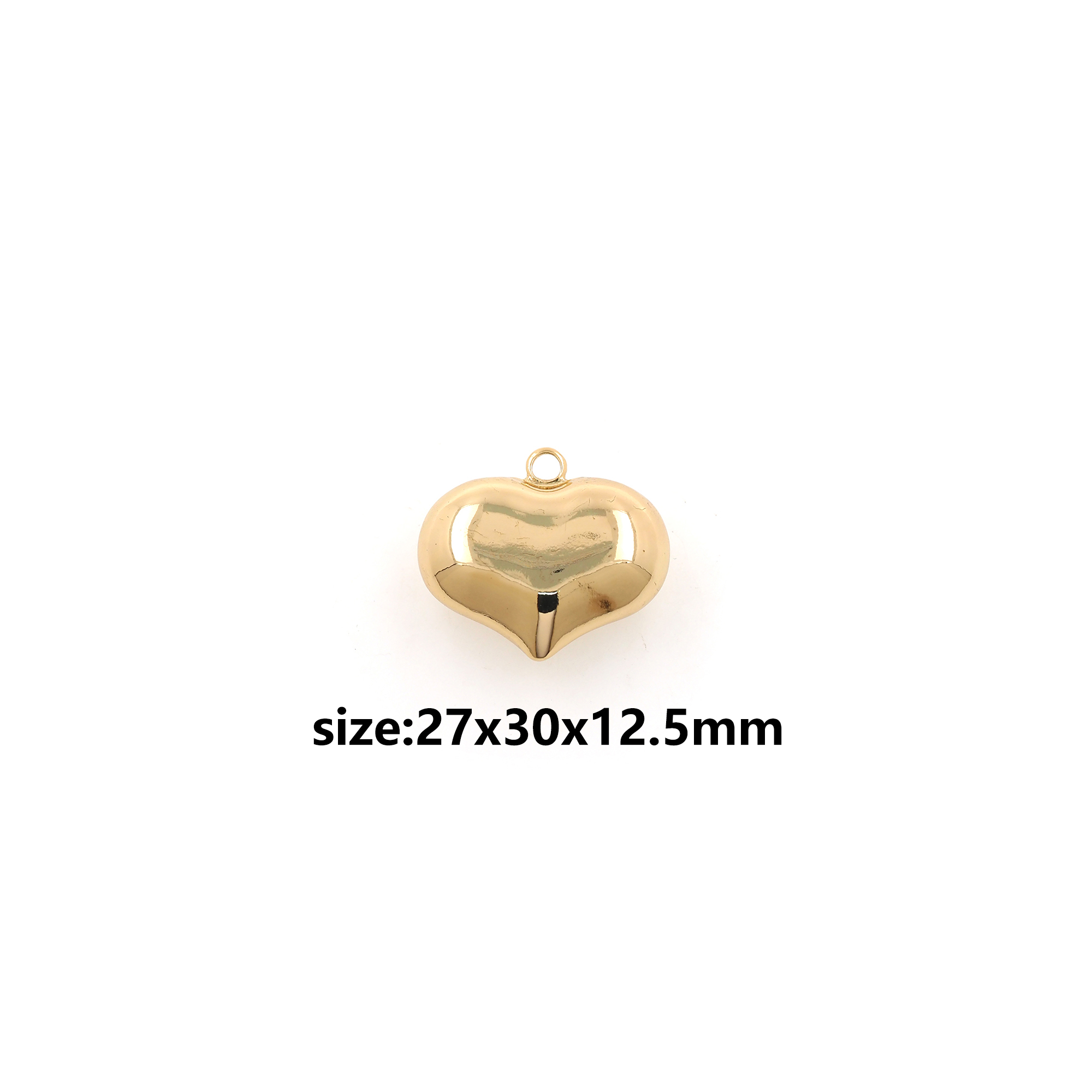 18K Gold Filled Heart Pendant,Puffed Heart Charm Earrings Necklace for DIY Jewelry Making Supply