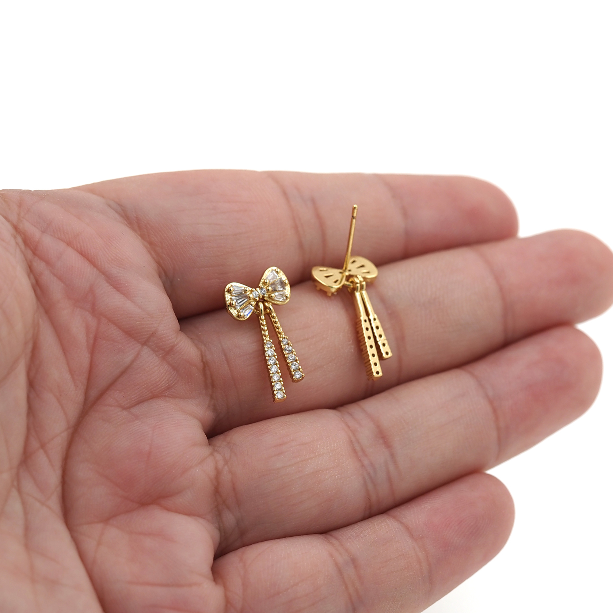 18K Gold Filled Bow Stud Earrings,CZ Micro Pave Bow Earrings,Dainty Earrings,Minimalist Earring,Gift for Wife