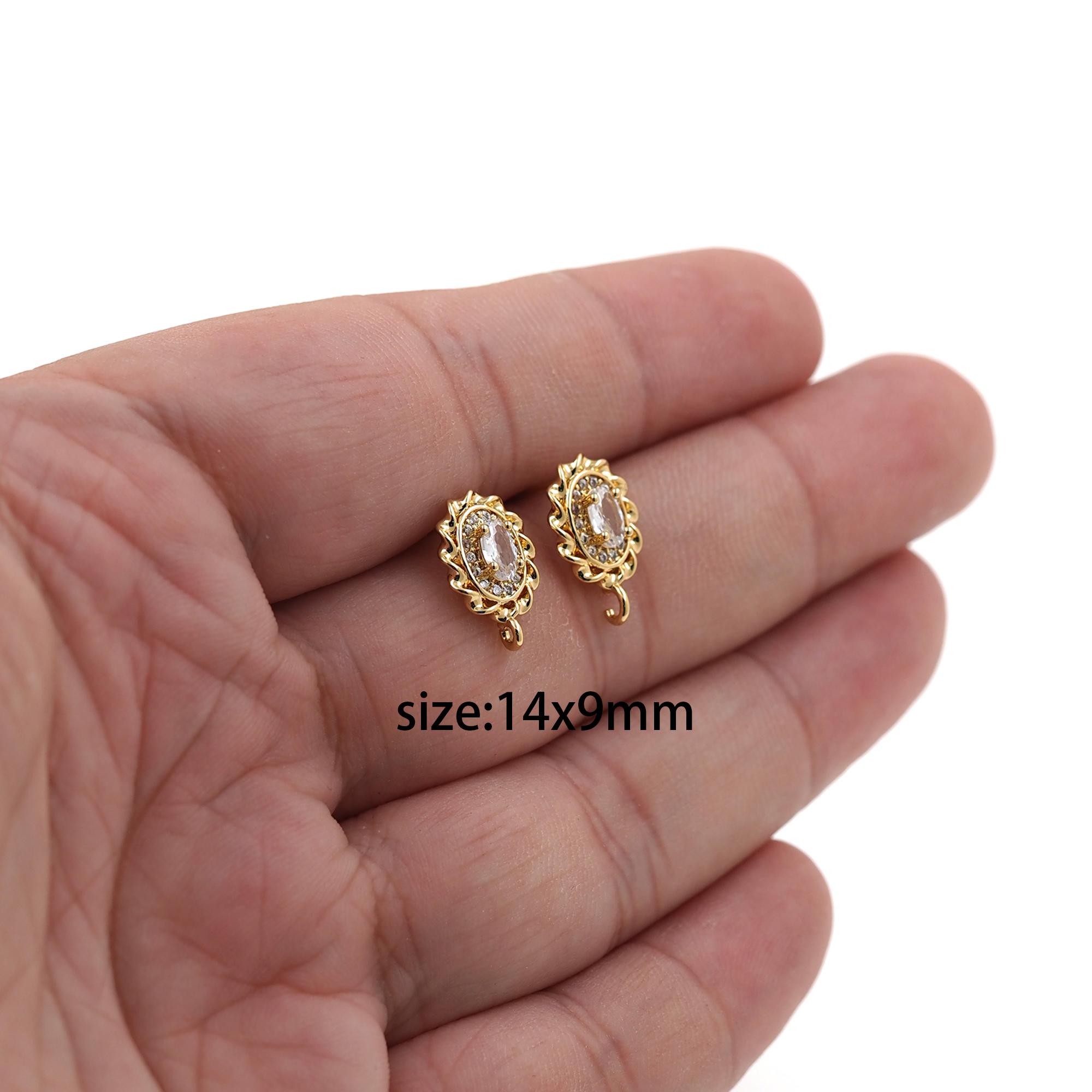 18K Gold Filled Oval Stud Earrings,Dainty Earrings,Minimalist Earring,DIY Jewelry Making Supply