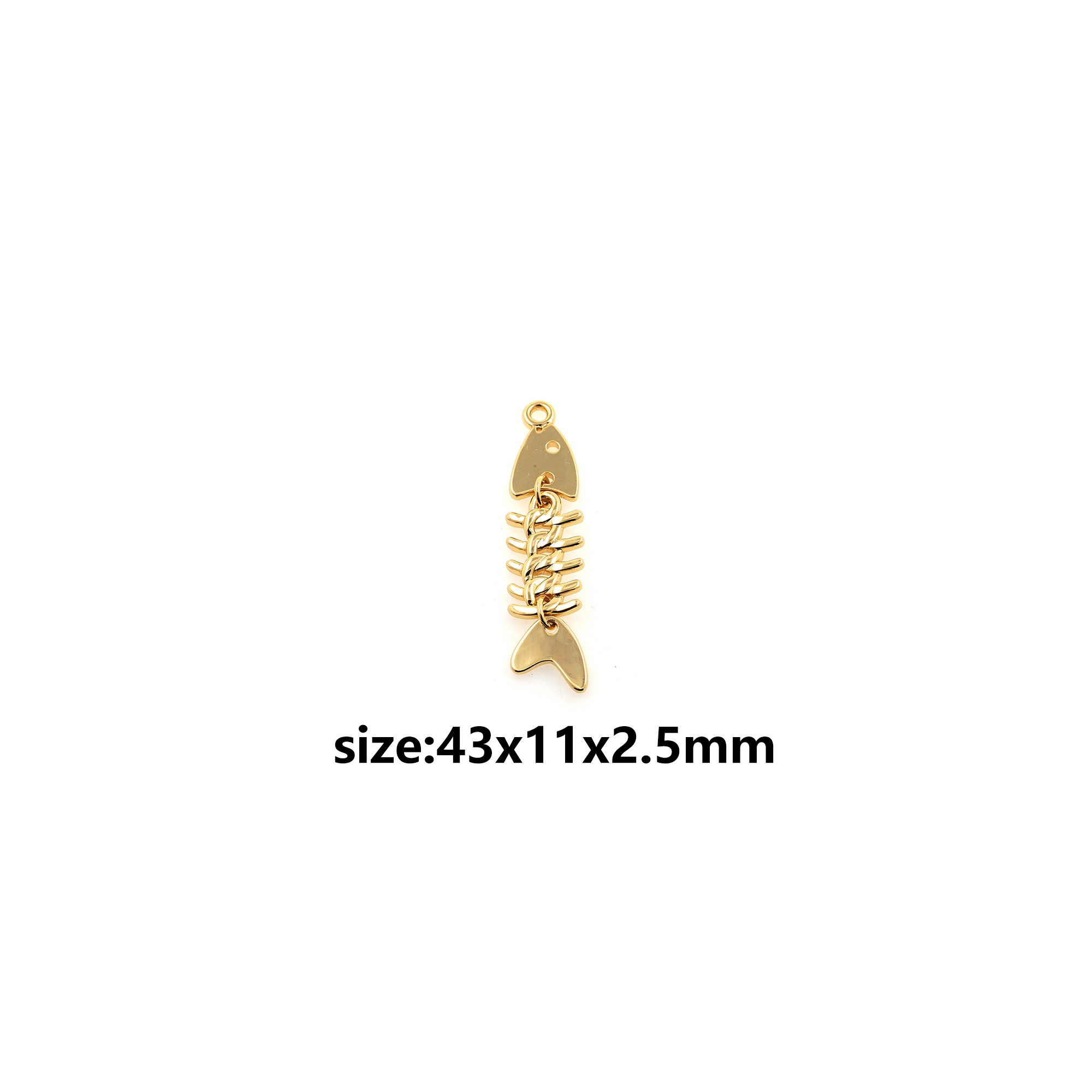 18K Gold Filled Fish Hone Pendant,Dainty Fish Hone Charm Earrings Necklace for DIY Jewelry Making Supply