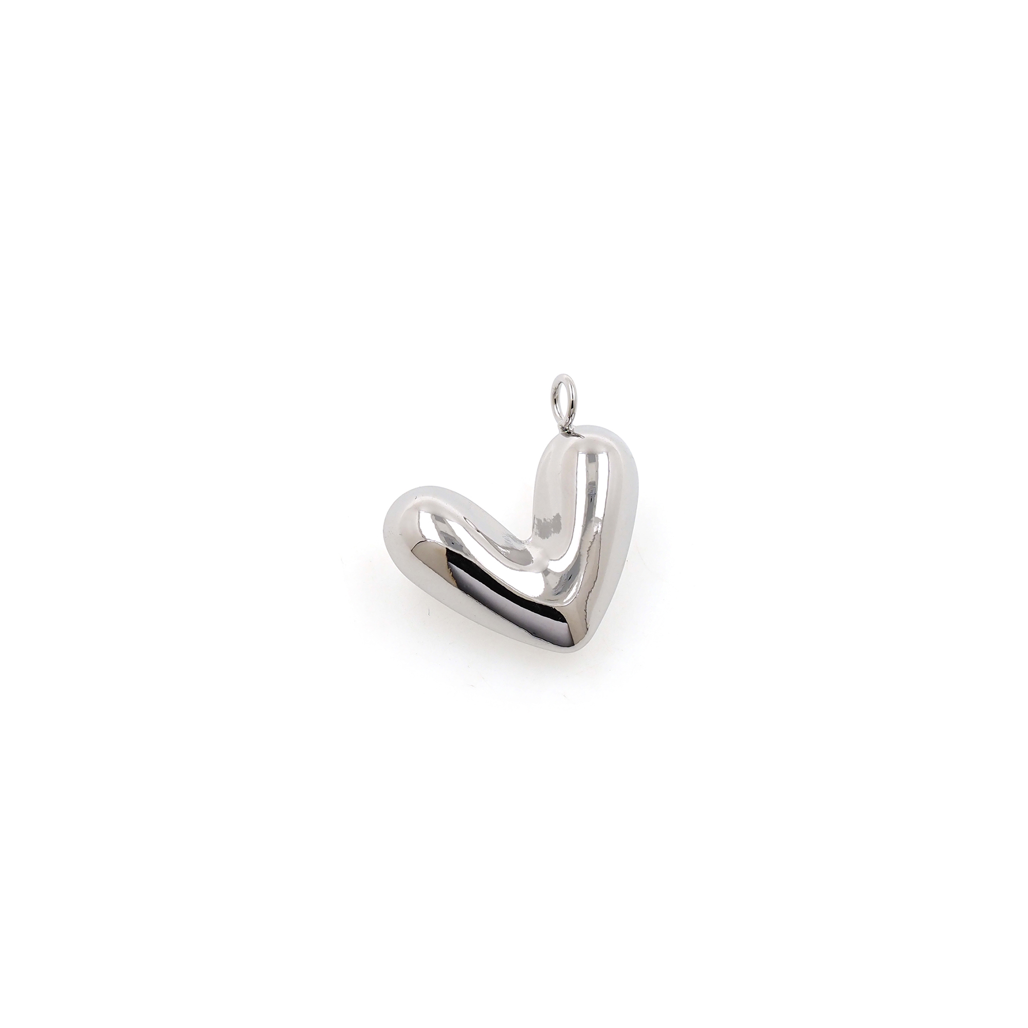18K Gold Filled Heart Pendant,Puffed Heart Charm Earrings Necklace for DIY Jewelry Making Supply