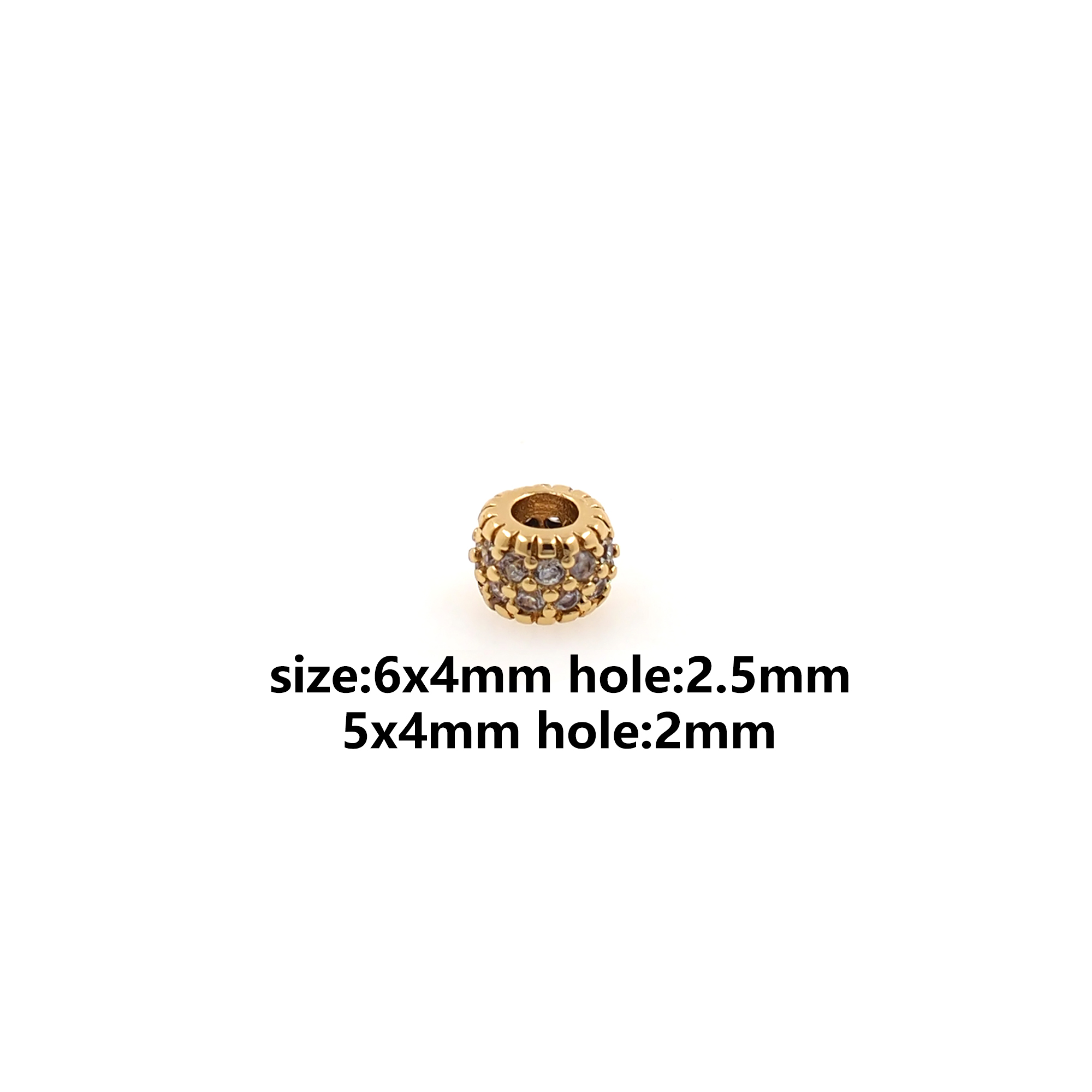 18K Gold Filled Barre Spacer Beads,CZ Micro Pave Cylinder Beads for Bracelet Jewelry Necklace Making Supply