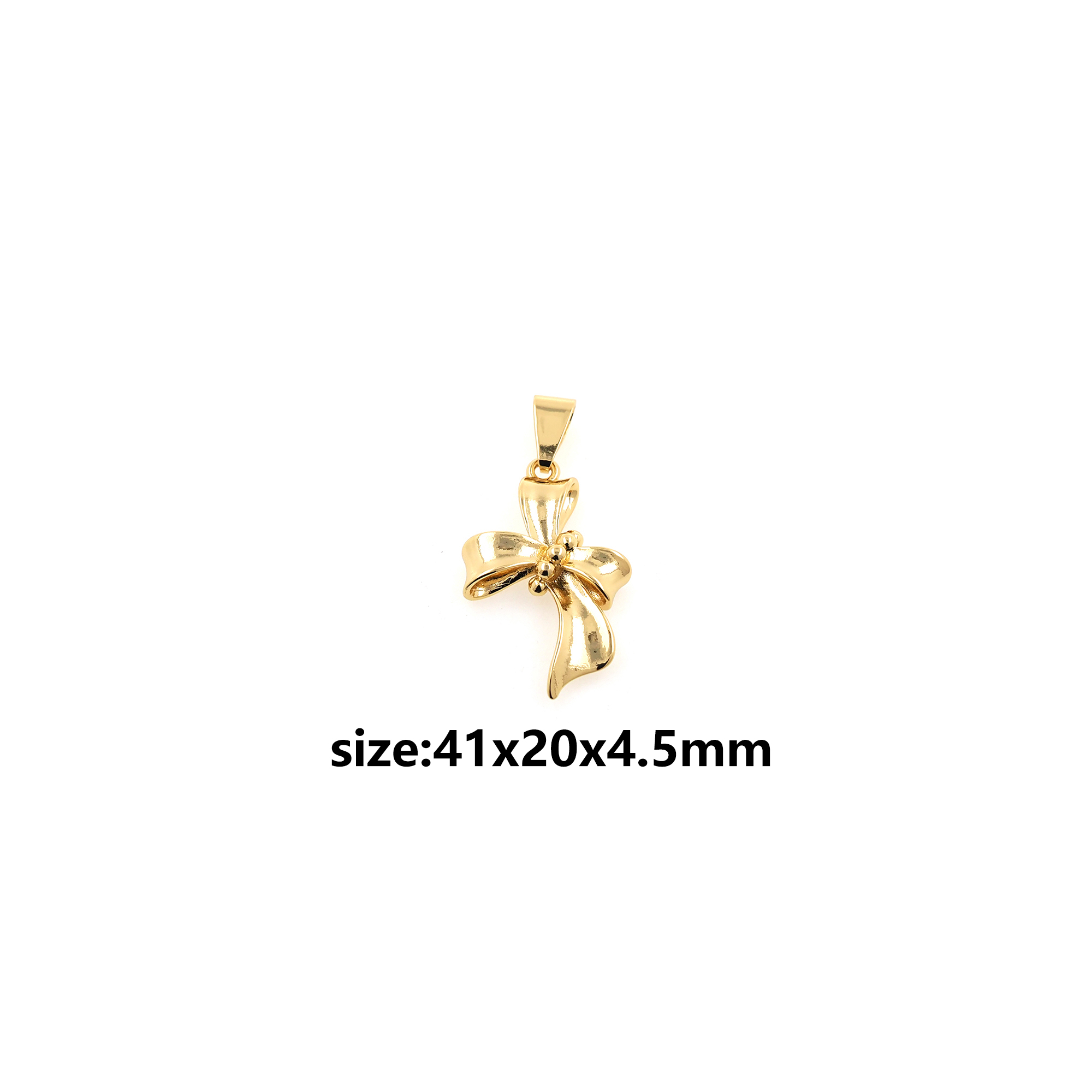 18K Gold Filled Bow Pendant,Dainty Bow Charm Earrings Necklace for DIY Jewelry Making Supply