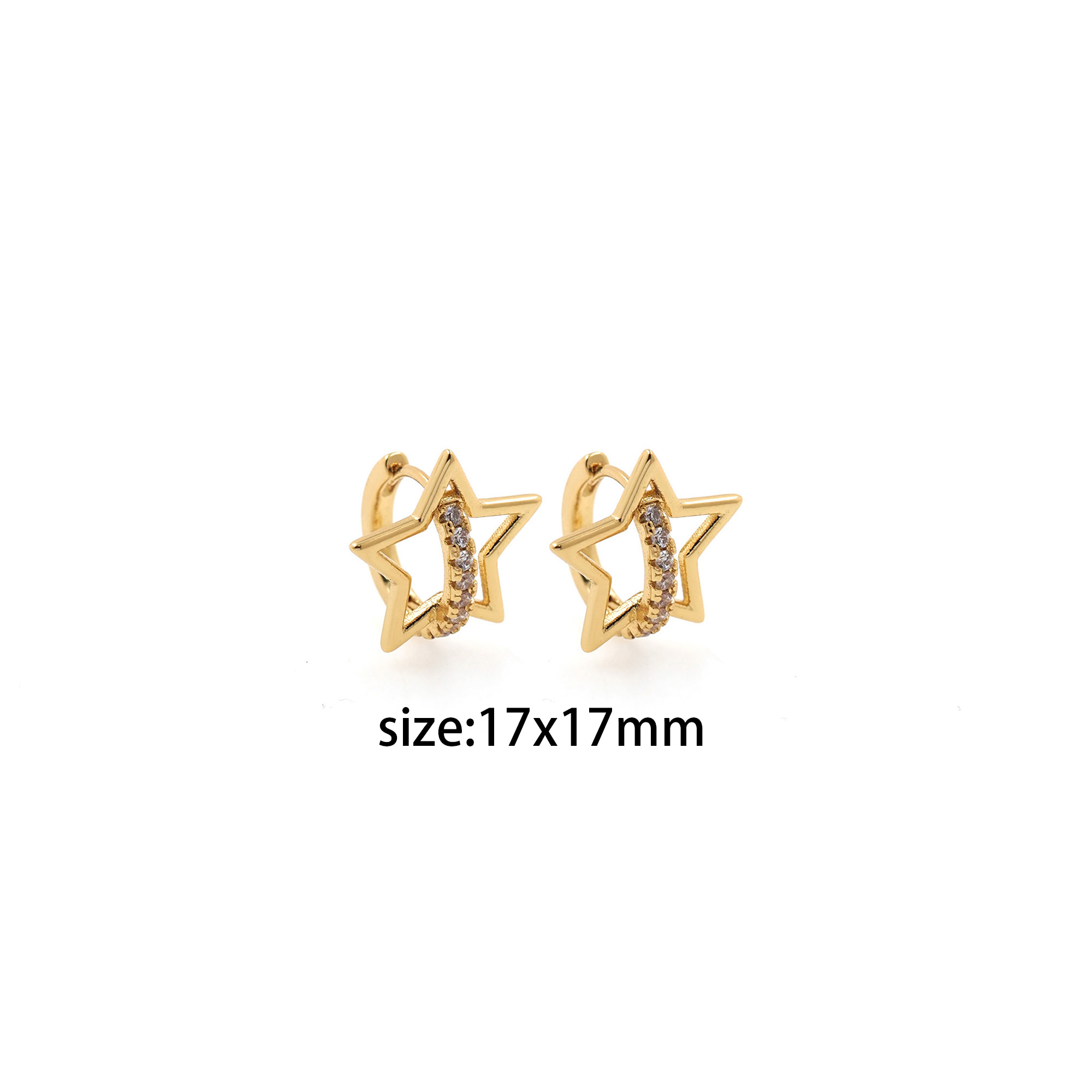 18K Gold Filled Star Hoop Earrings,Dainty Zirconia Earrings,Gold Celestial Hoops,Dainty CZ Hoops Huggie