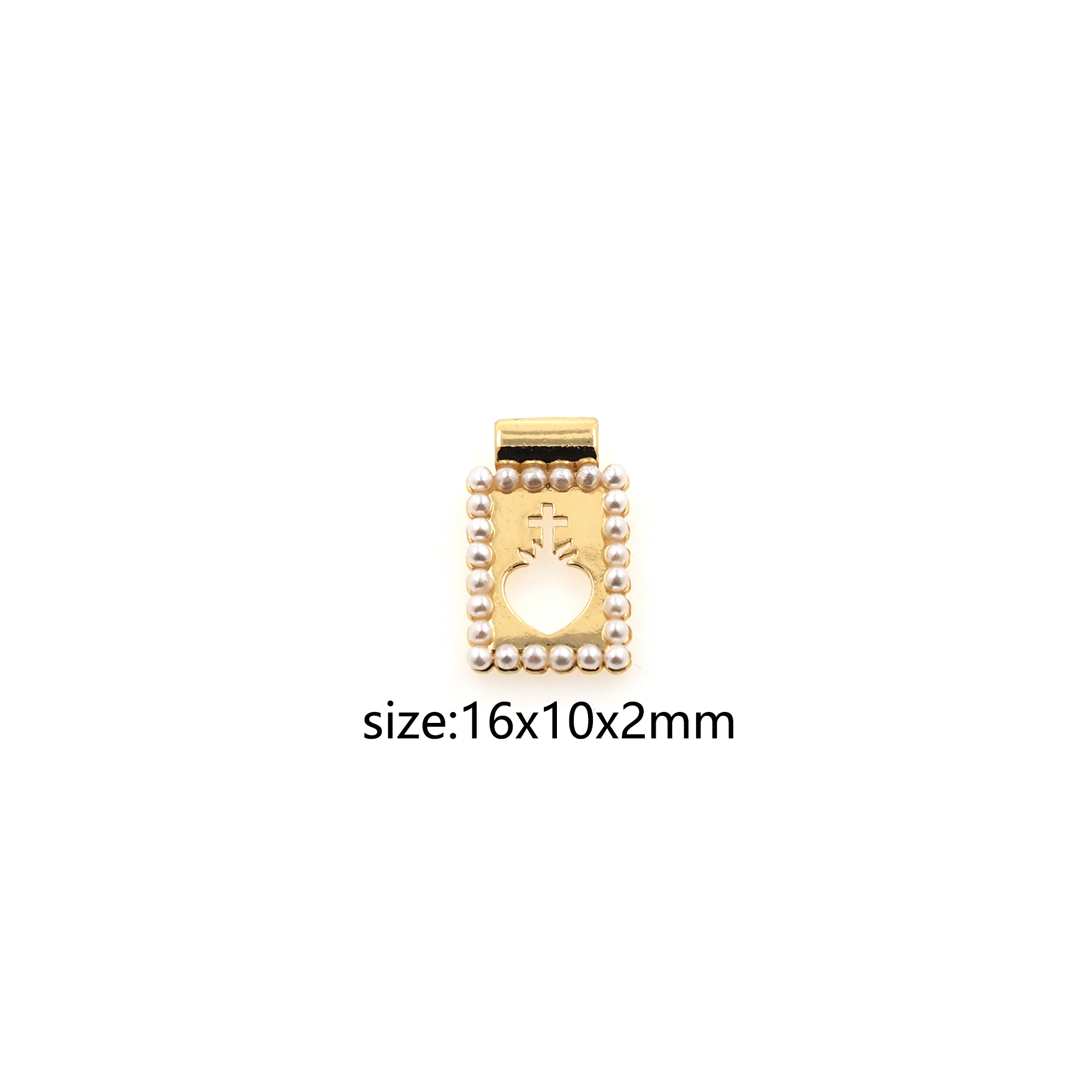 18K Gold Filled Sacred Heart Pendant,Religious Charm Earrings Necklace for DIY Jewelry Making Supply