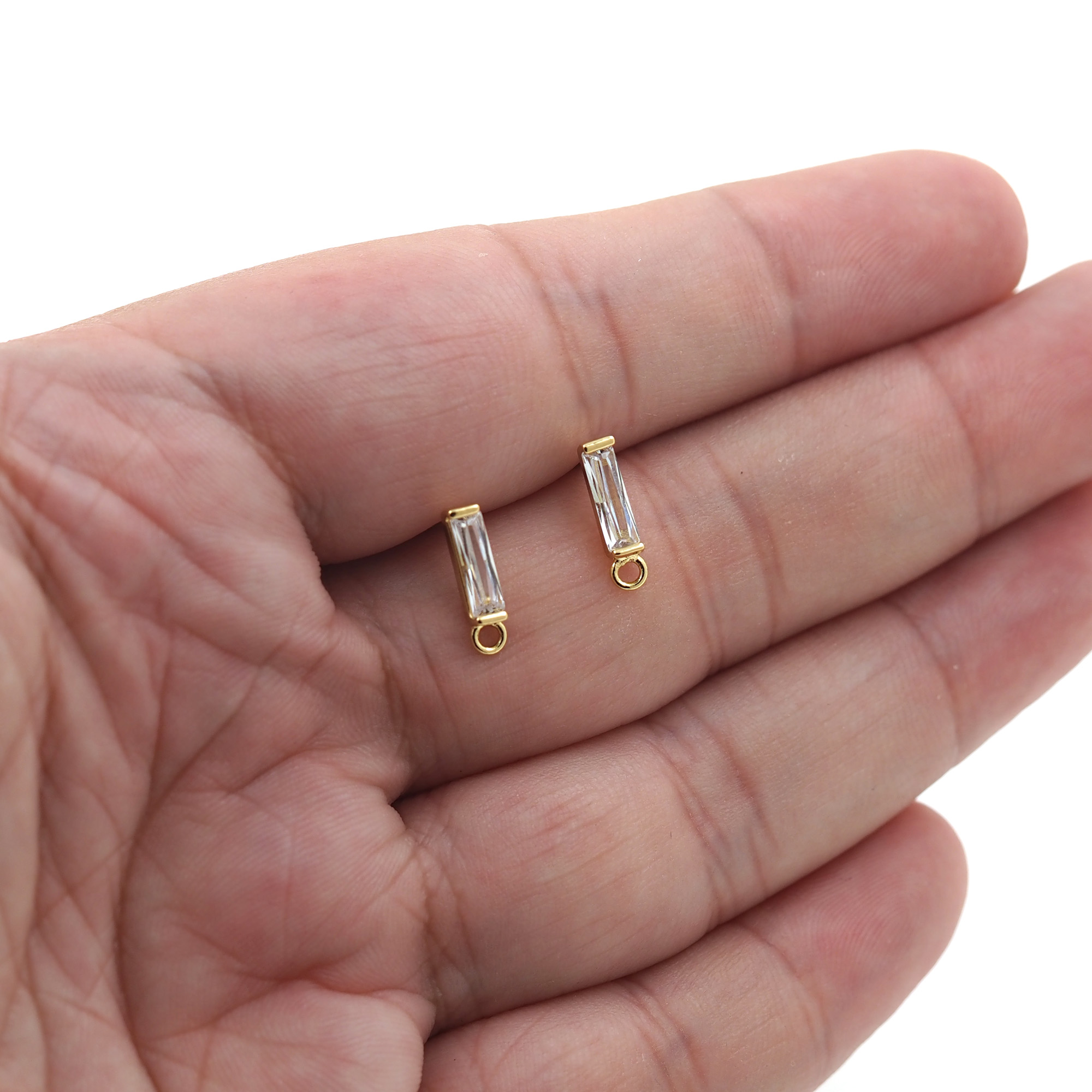 18K Gold Filled Rectangle Stud Earrings,Dainty Earrings,Minimalist Earring,DIY Jewelry Making Supply