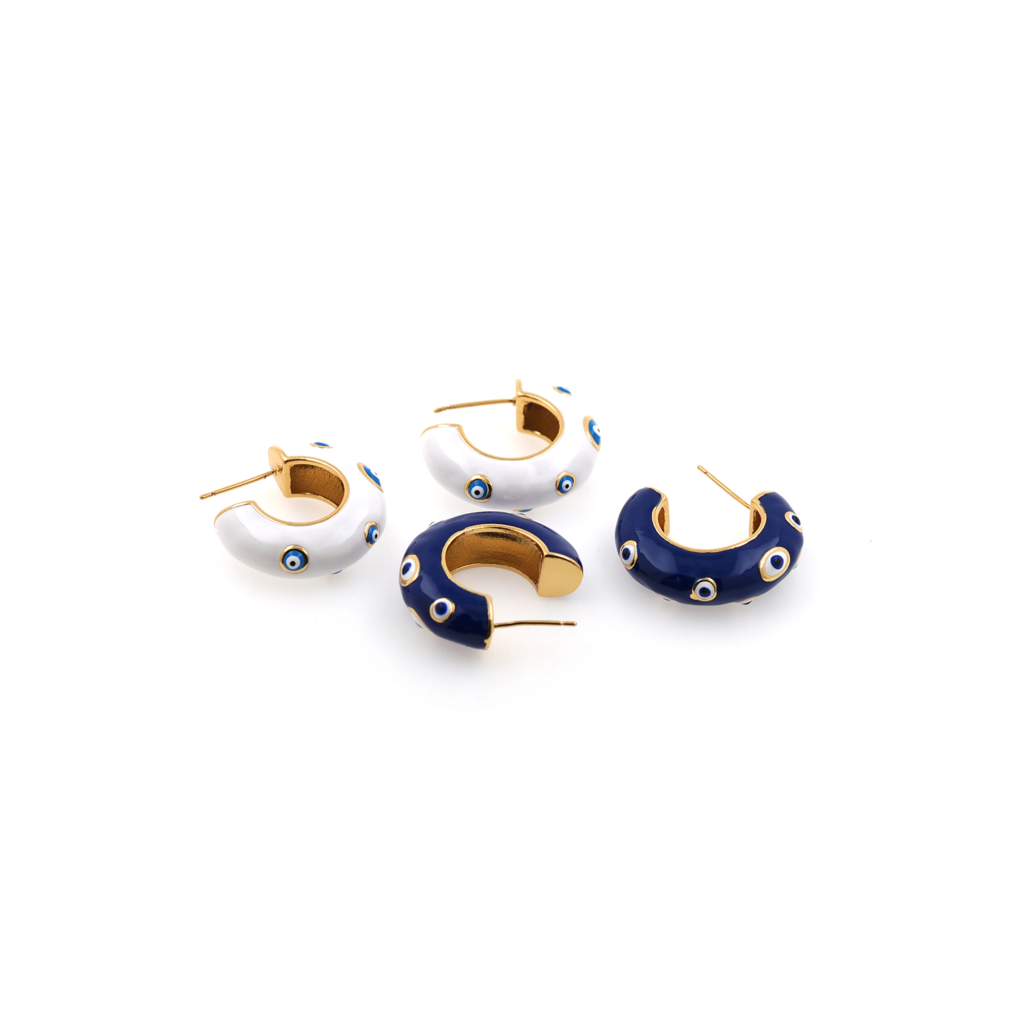 18K Gold Filled Evil Eye Hoops,Enamel Earrings,Evil Eye Enamel Earrings,Gold Hoop Earrings,Huggie Earrings