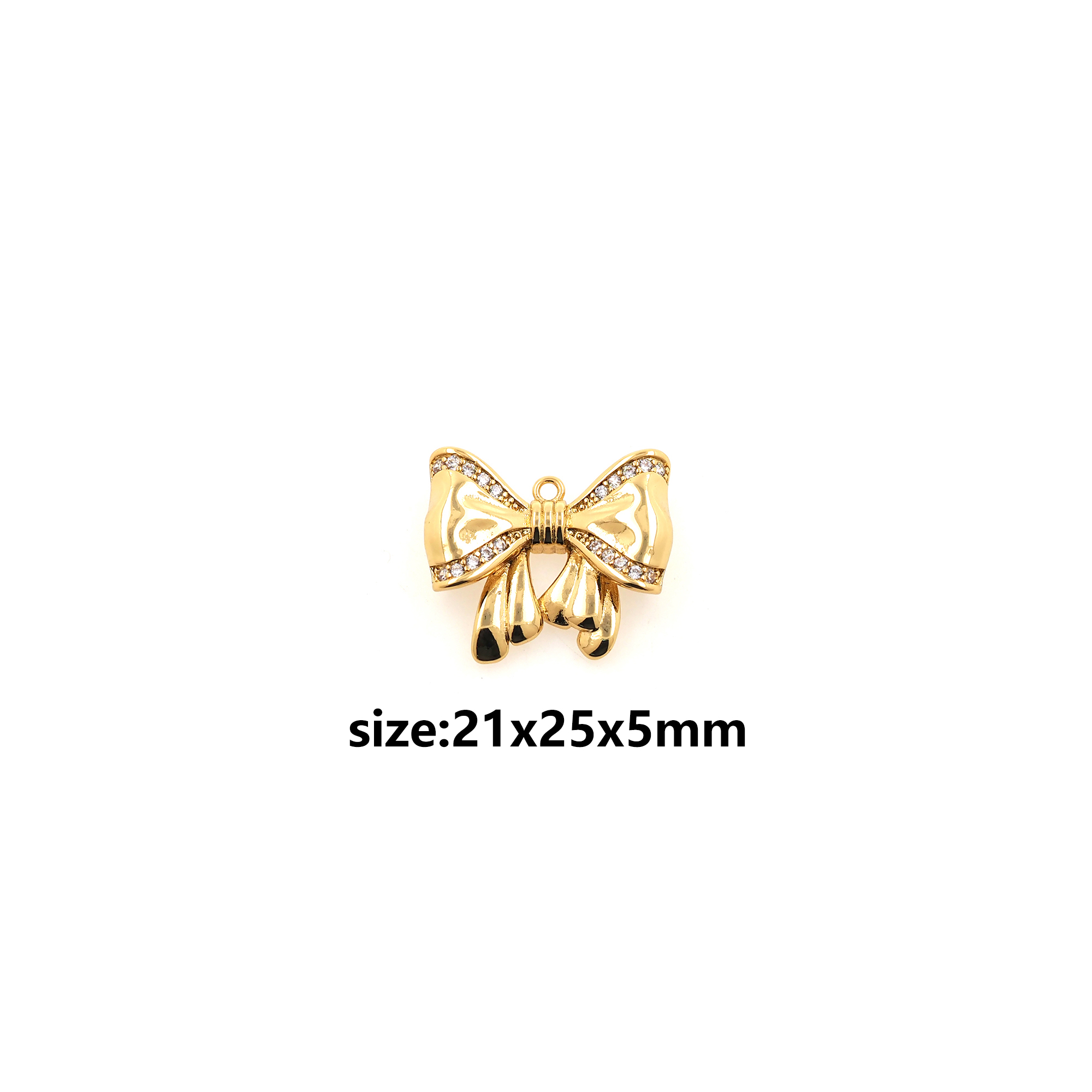 CZ Micro Pave Bow Charm,18K Gold Filled Bow Pendant Earrings Necklace for DIY Jewelry Making Supply