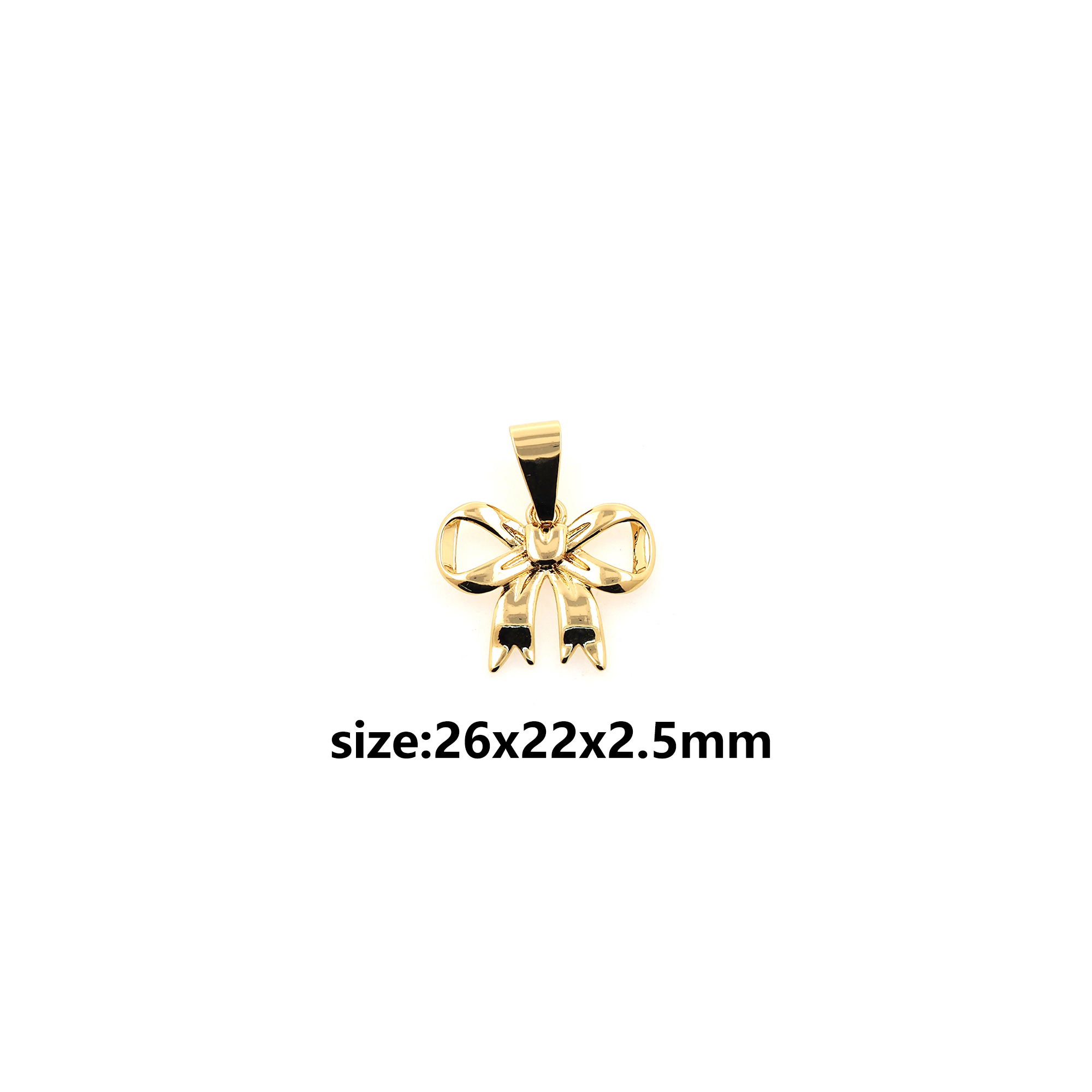 18K Gold Filled Bow Pendant,Dainty Bow Charm Earrings Necklace for DIY Jewelry Making Supply