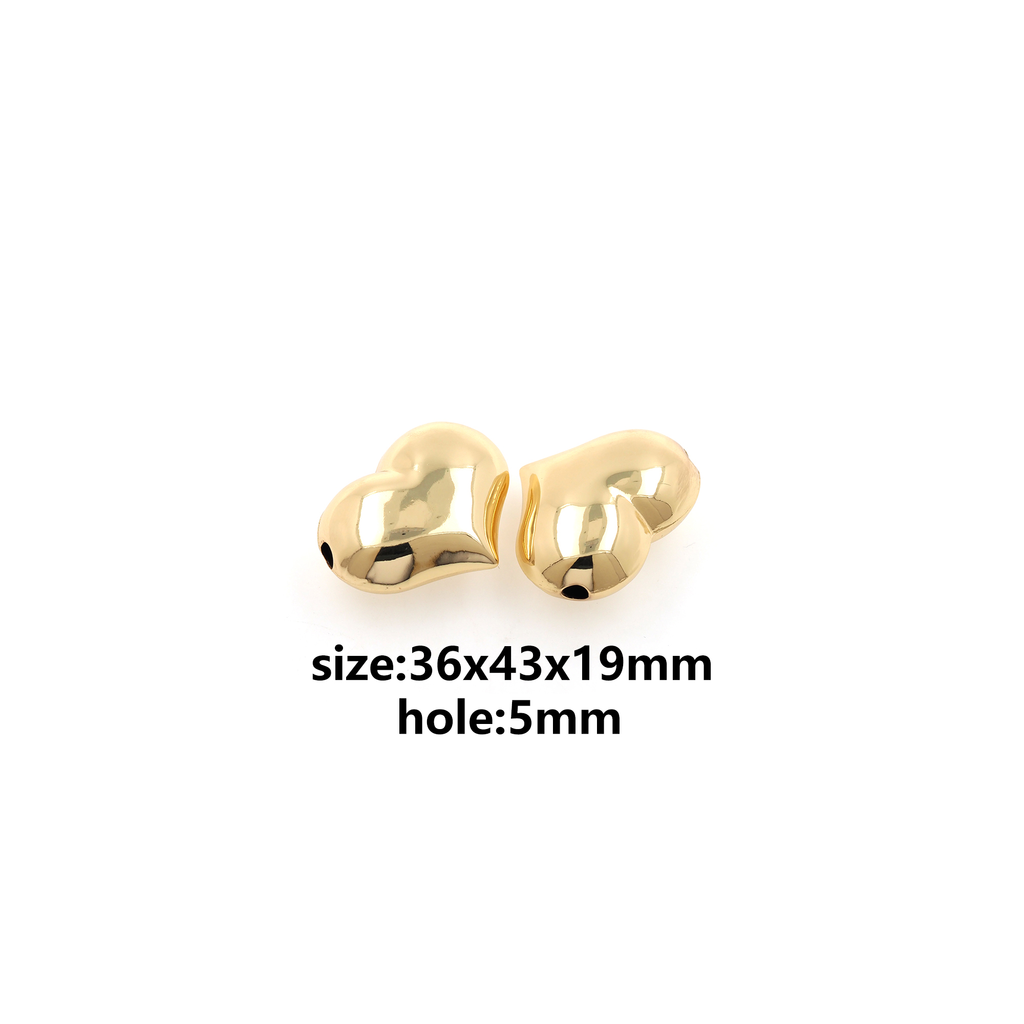 18K Gold Filled Heart Spacer Beads,Dainty Heart Bead for Bracelet Jewelry Necklace Making Supply
