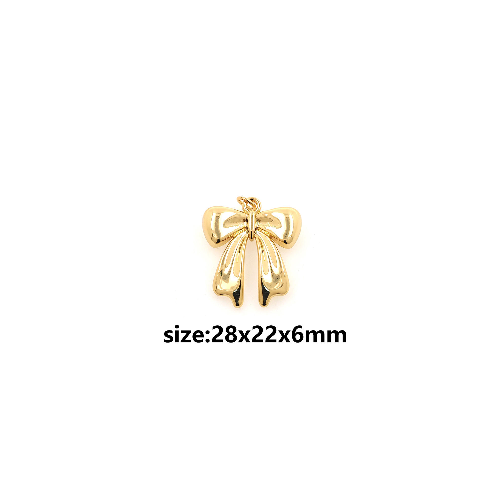 18K Gold Filled Bow Pendant,Dainty Bow Charm Earrings Necklace for DIY Jewelry Making Supply