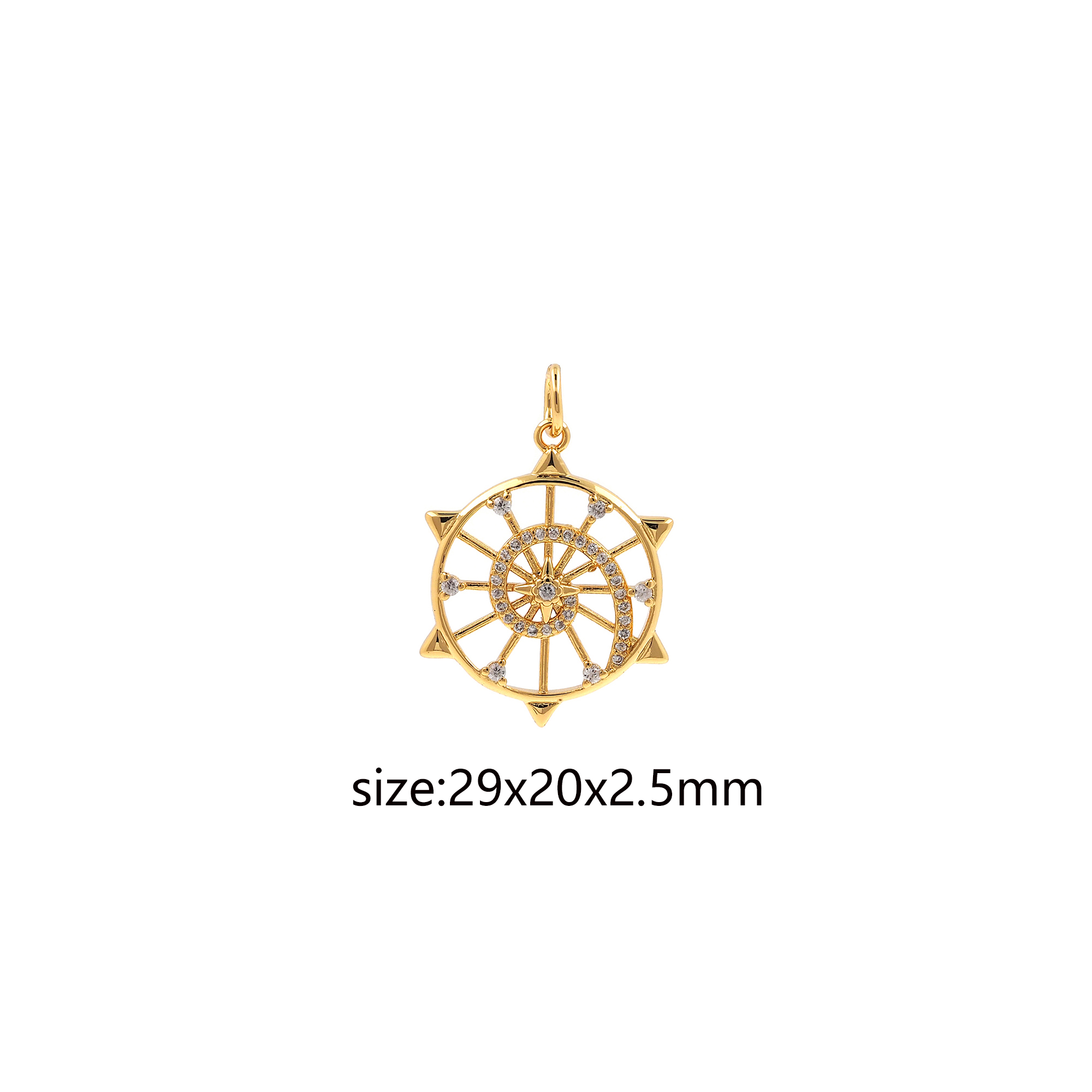 CZ Micro Pave Spiral Pendant,18K Gold Filled Spiral Charm Earrings Necklace for DIY Jewelry Making Supply