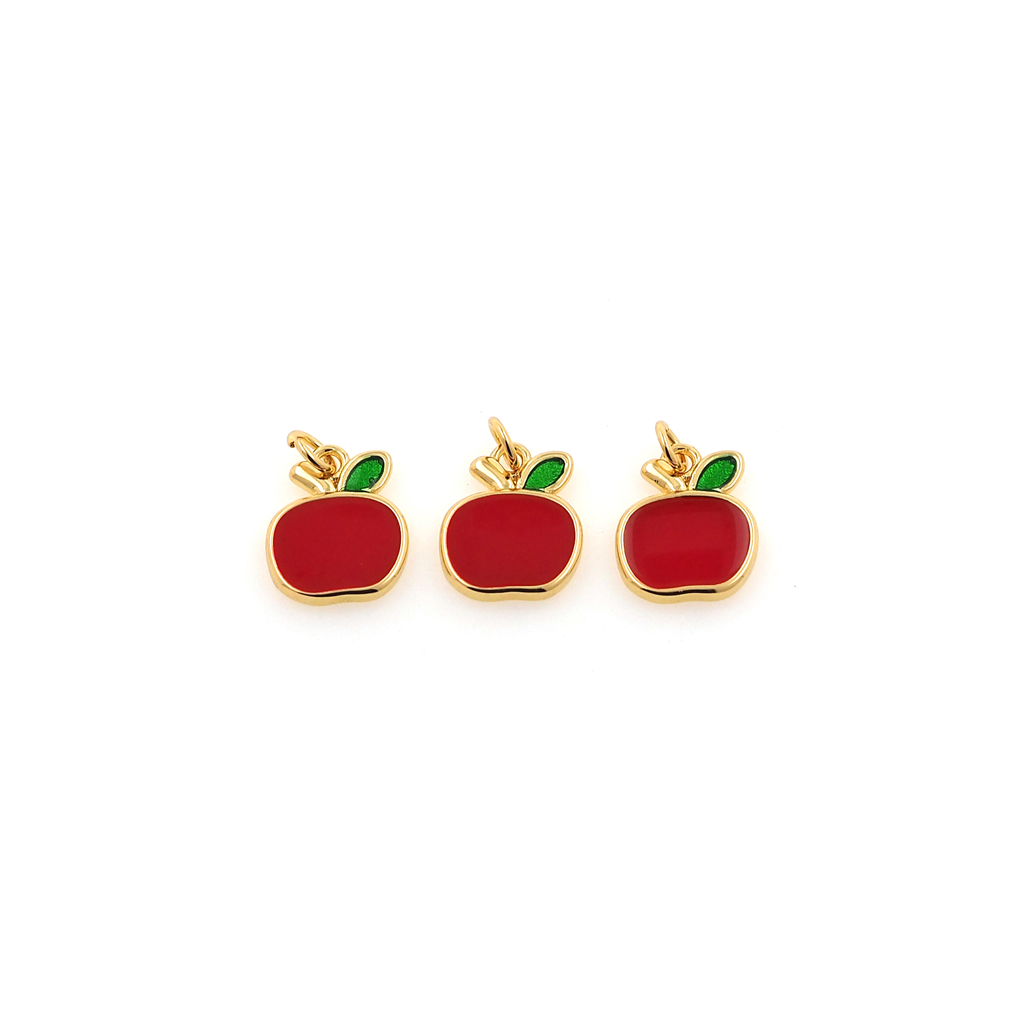 18K Gold Filled Apple Pendant,Fruit Charm,Enamel Apple Earrings Necklace for DIY Jewelry Making Supply