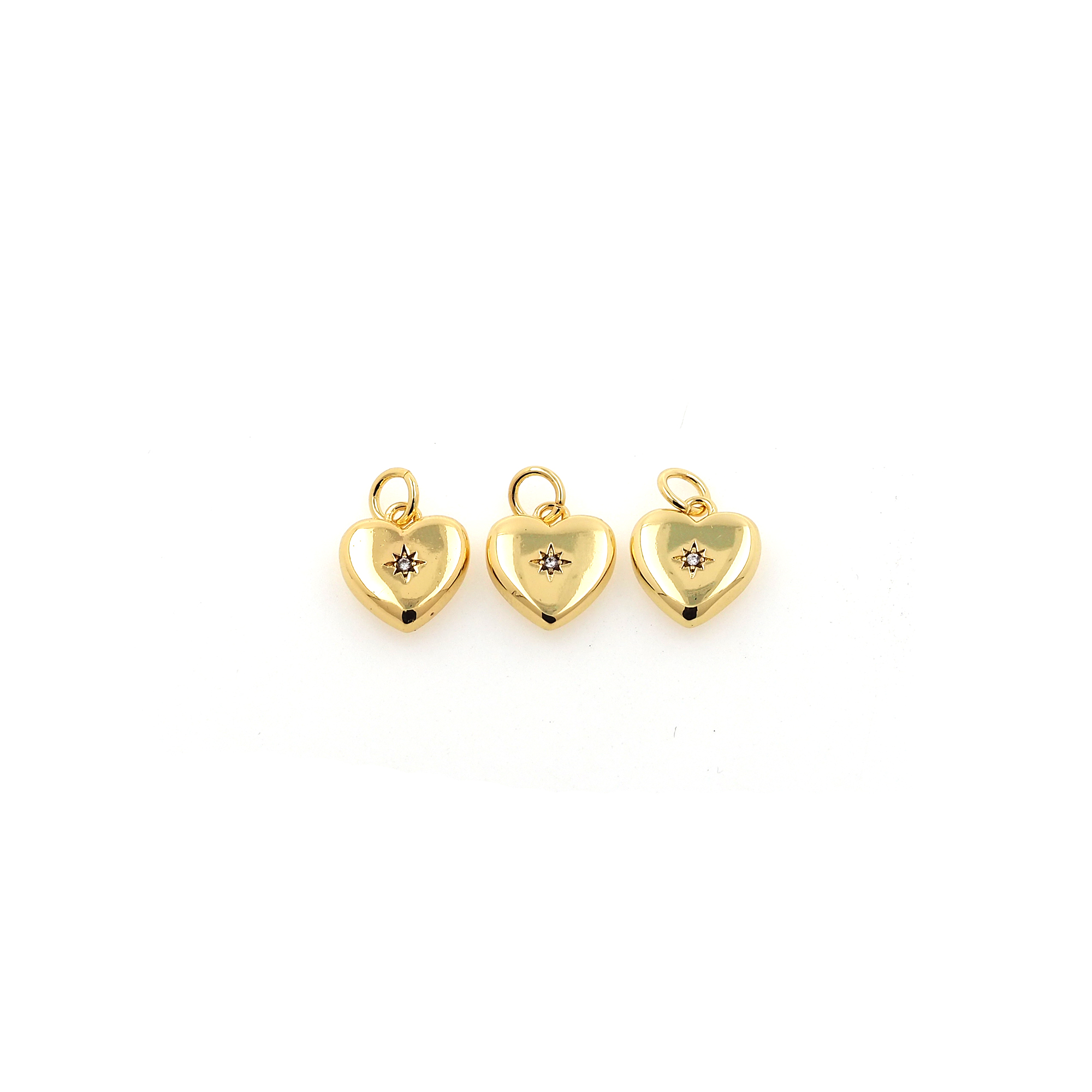 18K Gold Filled Heart Pendant,CZ Micro Pave Heart Charm Earrings Necklace for DIY Jewelry Making Supply