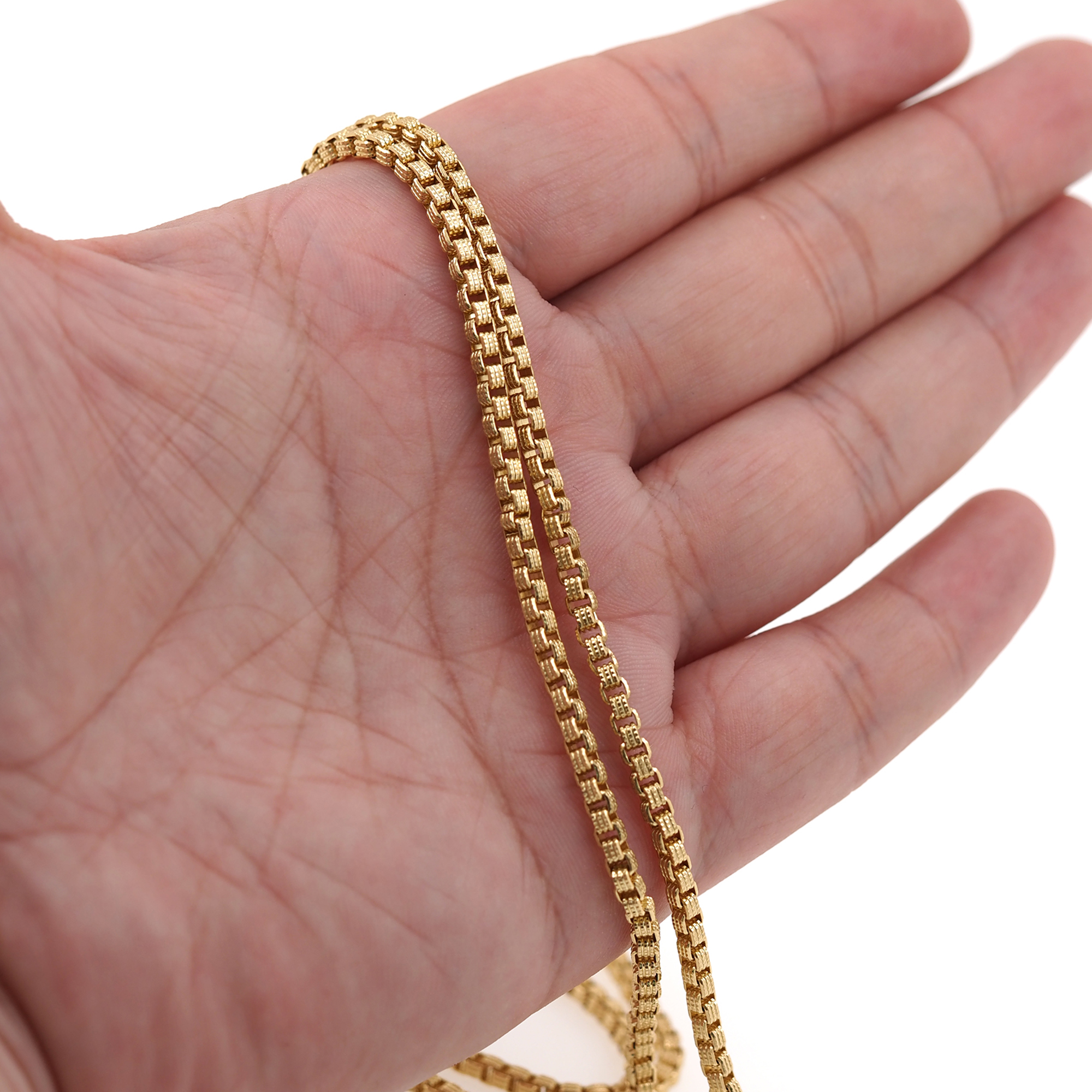 18K Gold Filled Box Chain Necklace,Dainty Thin Link Chain,Gold Box Chain Necklace for Women DIY Jewelry Making Supply