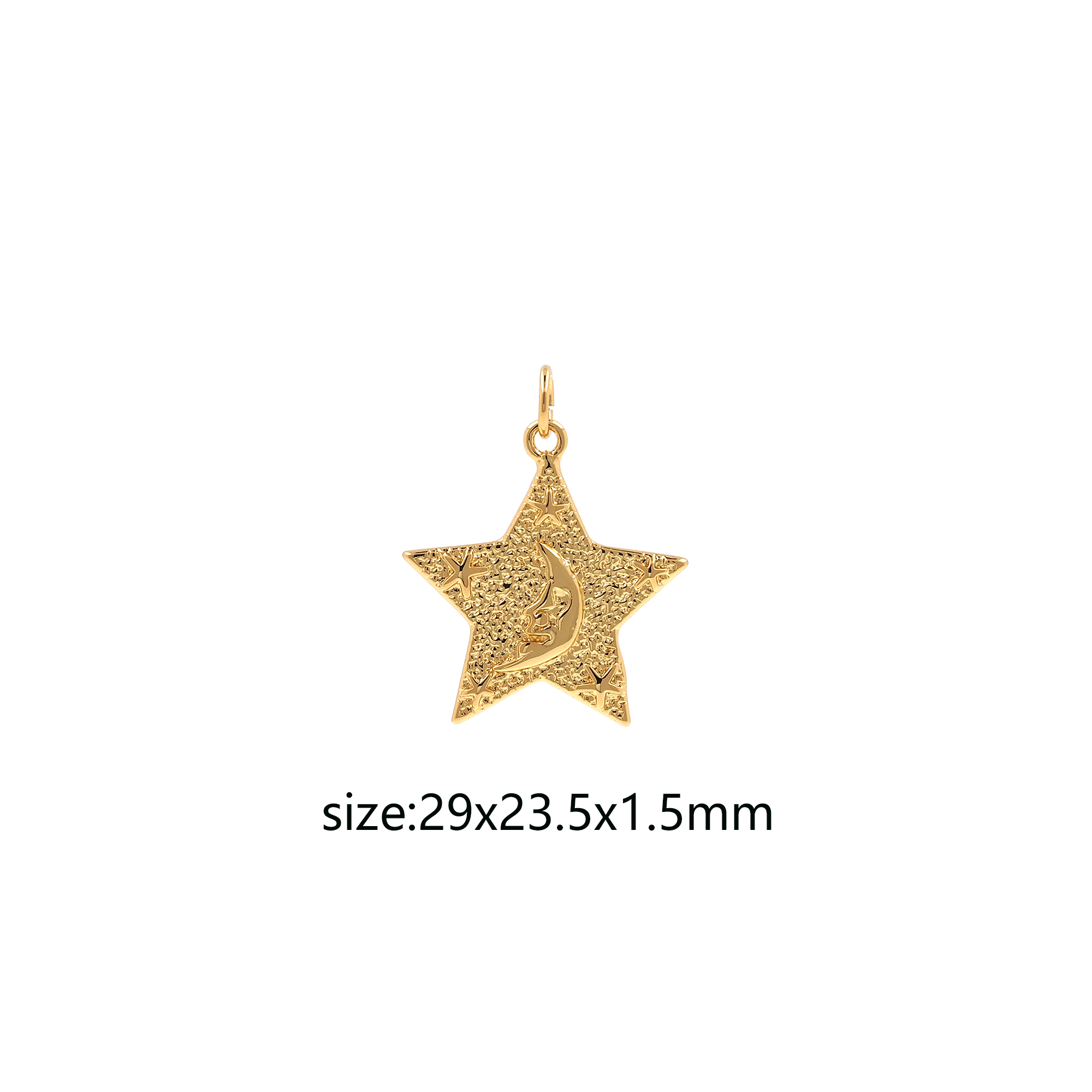 18K Gold Filled Star Moon Pendant,Celestial Charm Earrings Necklace for DIY Jewelry Making Supply