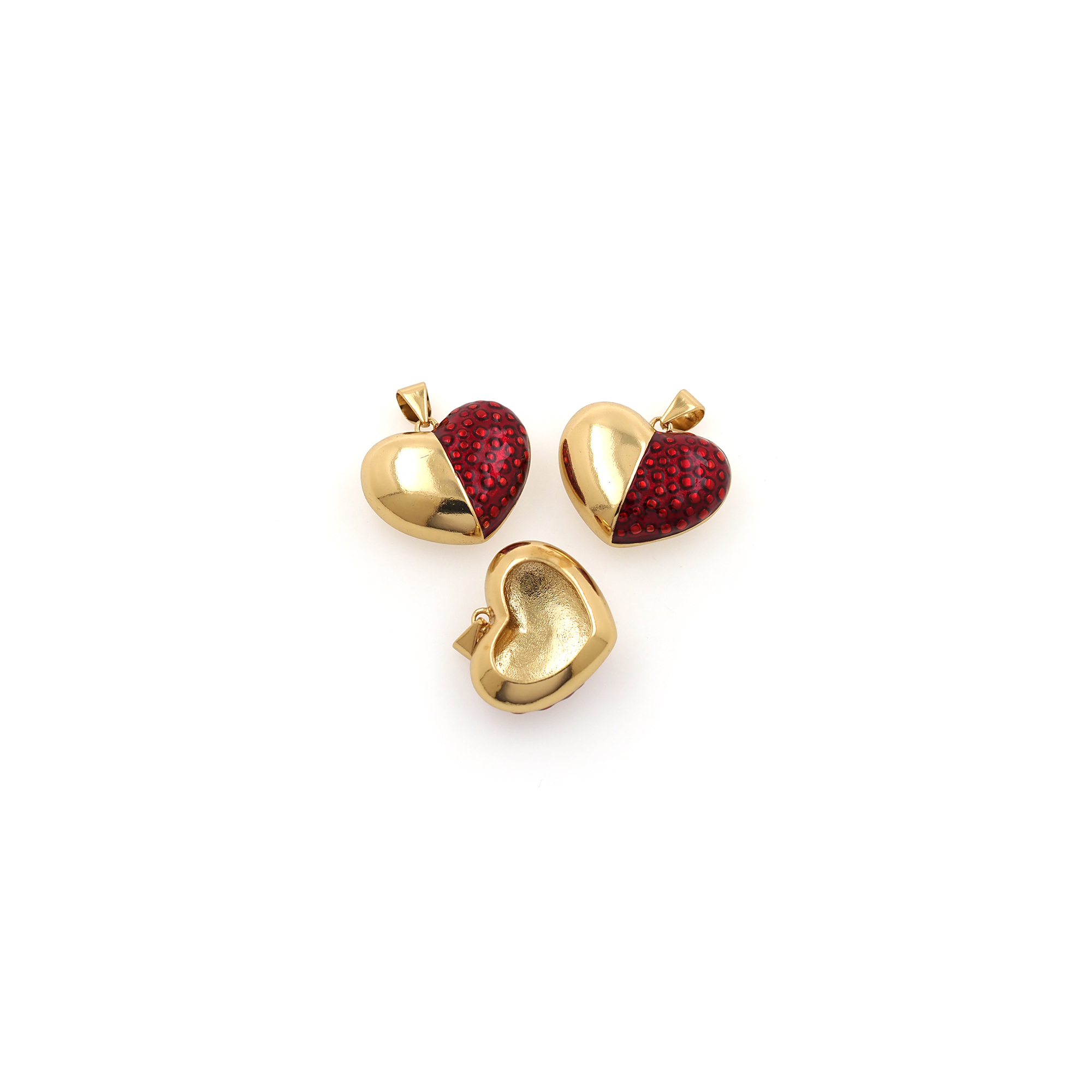18K Gold Filled Heart Pendant,Love Charm,Enamel Heart Earrings Necklace for DIY Jewelry Making Supply