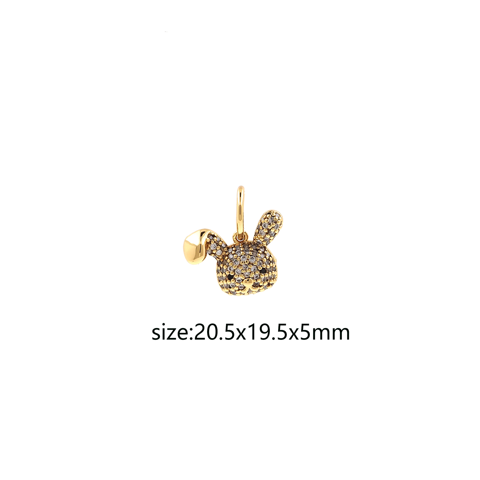 18K Gold Filled Rabbit Pendant,CZ Micro Pave Animal Charm Earrings Necklace for DIY Jewelry Making Supply