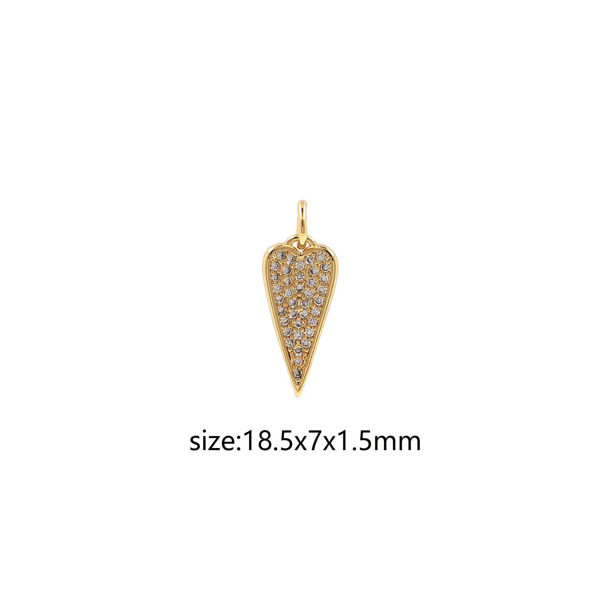 18K Gold Filled Heart Pendant,CZ Micro Pave Heart Charm Earrings Necklace for DIY Jewelry Making Supply