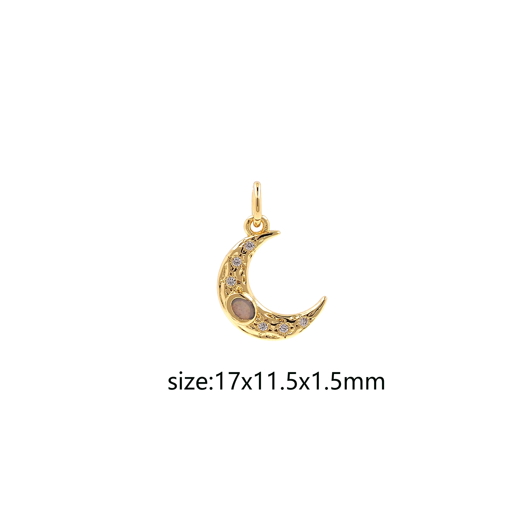 18K Gold Filled Moon Pendant,CZ Micro Pave Moon Charm Earrings Necklace for DIY Jewelry Making Supply