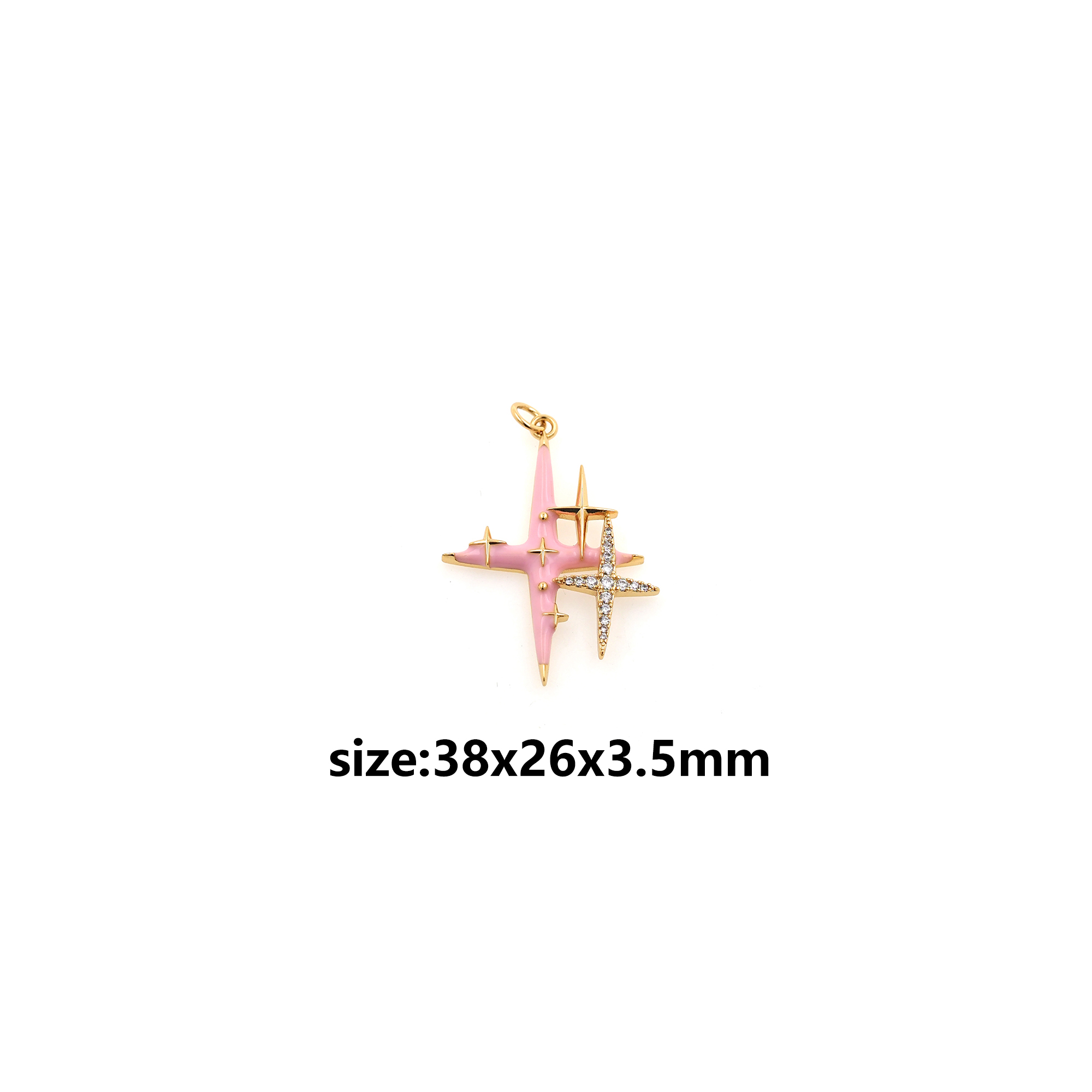 Enamel Star Jewelry,18K Gold Filled Star Pendant,CZ Micro Pave Celestial Charm Earrings Necklace for DIY Jewelry Making Supply