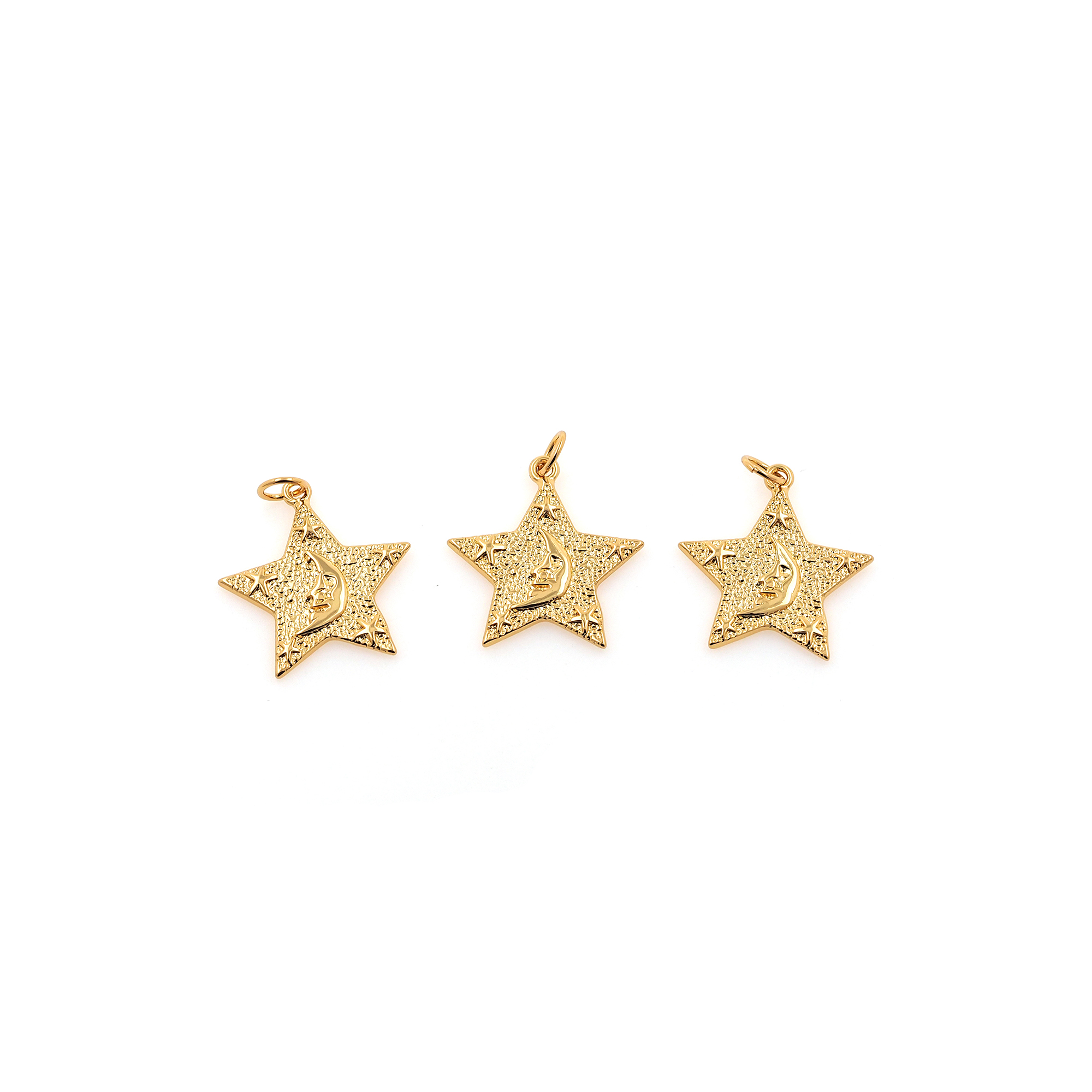 18K Gold Filled Star Moon Pendant,Celestial Charm Earrings Necklace for DIY Jewelry Making Supply