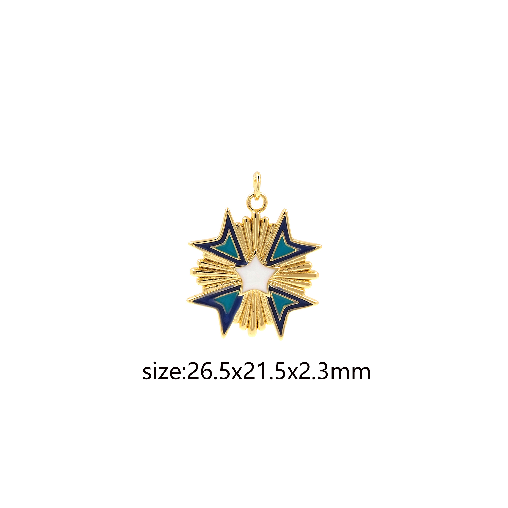 18K Gold Filled Star Pendant,Enamel Starburst Charm Earrings Necklace for DIY Jewelry Making Supply