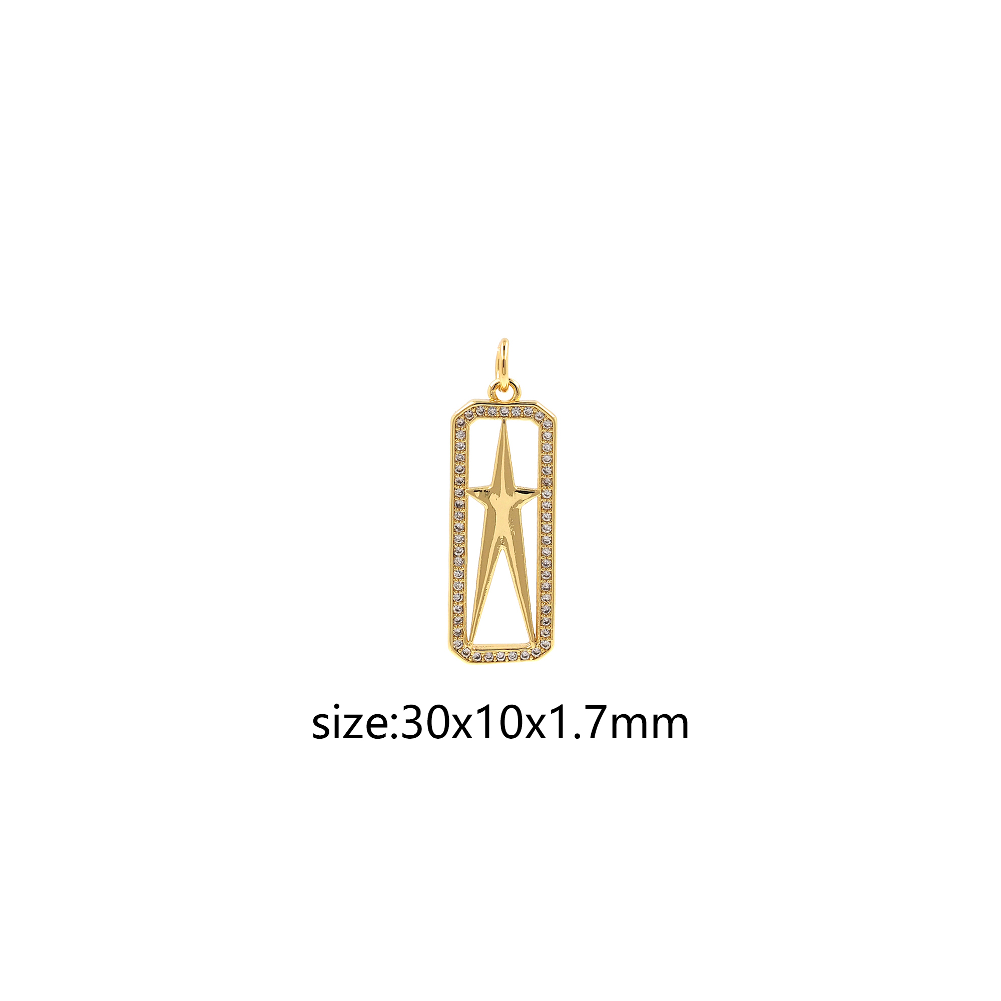 18K Gold Filled Star Pendant,CZ Micro Pave Star Charm Earrings Necklace for DIY Jewelry Making Supply