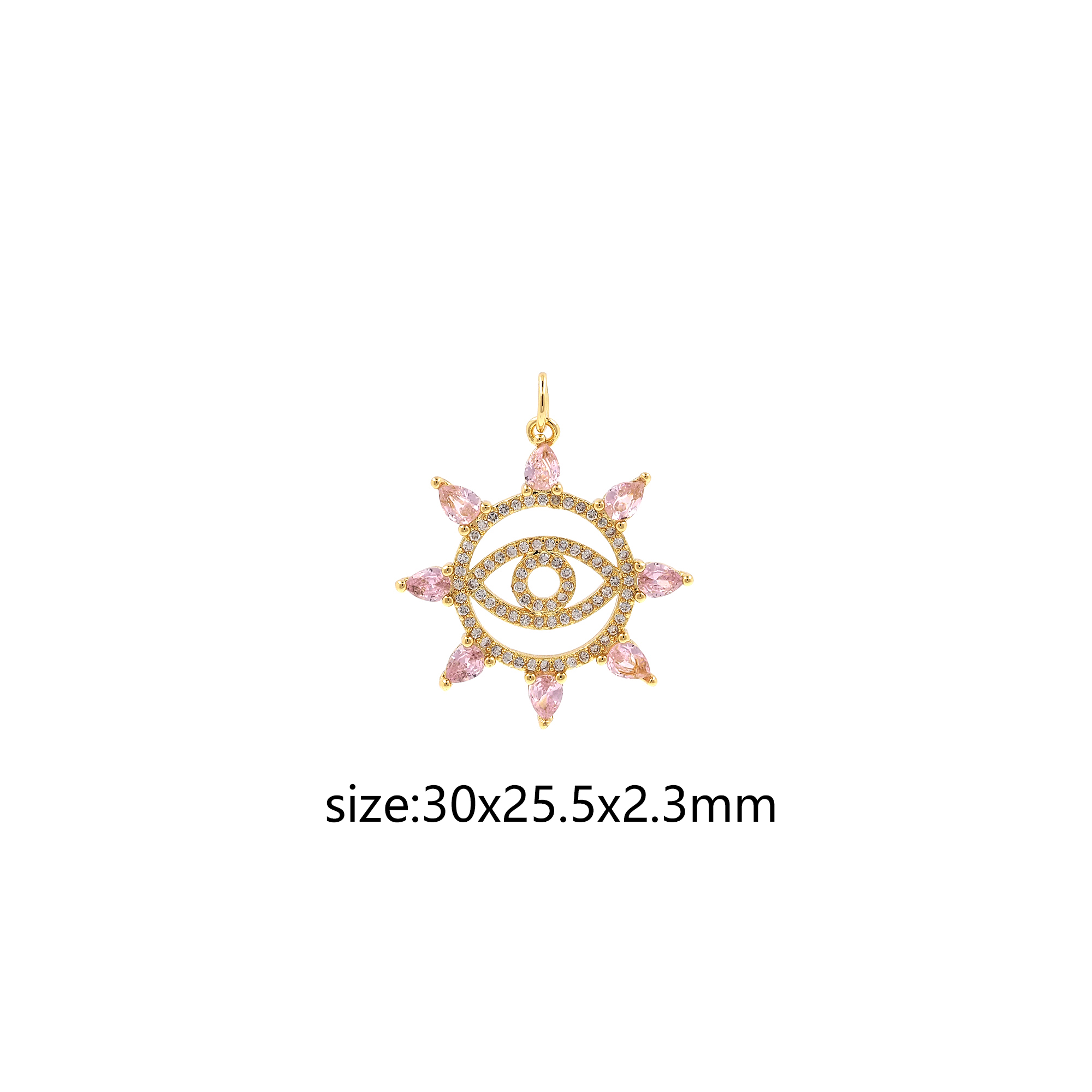 CZ Micro Pave Evil Eye Pendant,18K Gold Filled Evil Eye Charm Earrings Necklace for DIY Jewelry Making Supply