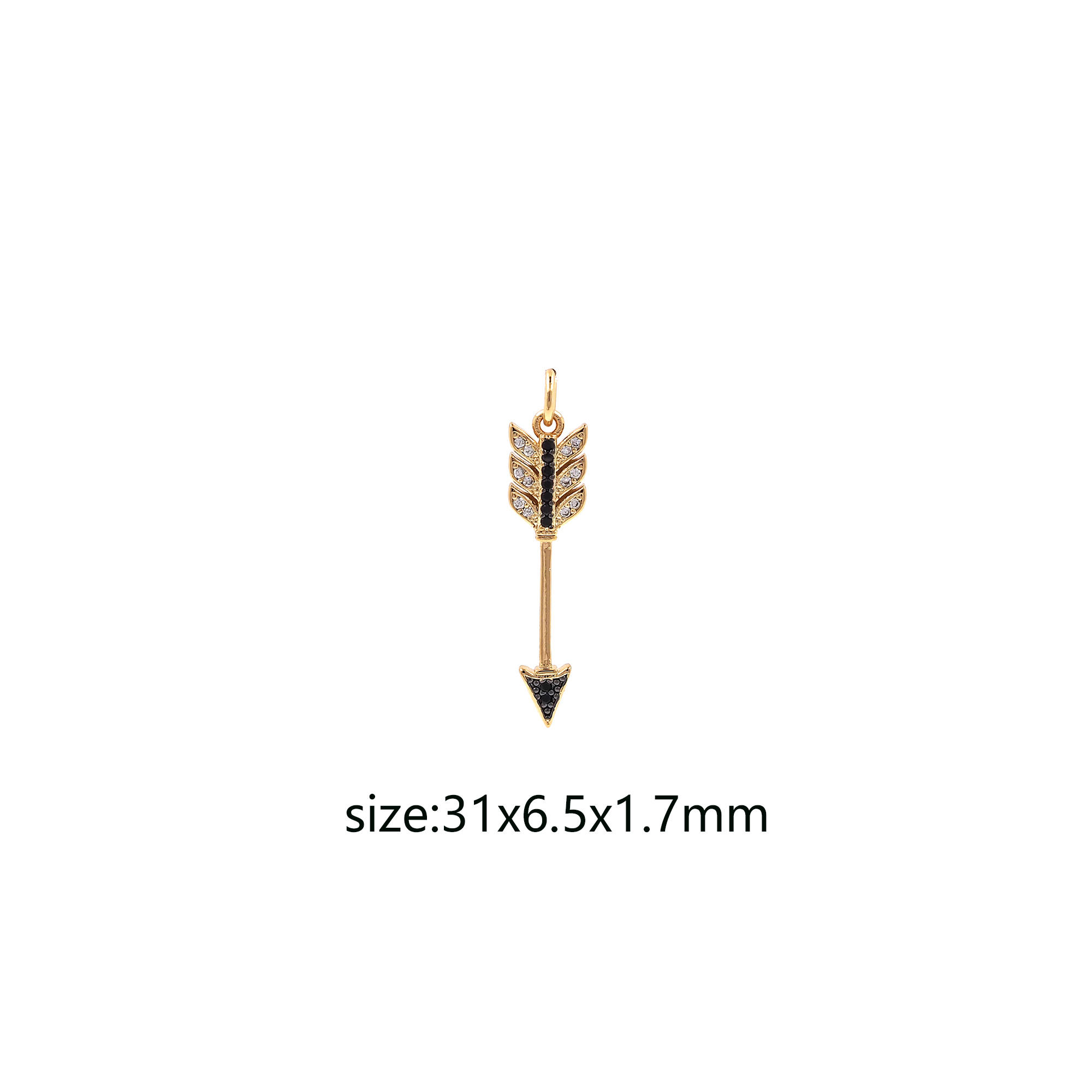 18K Gold Filled Arrow Pendant,CZ Micro Pave Arrow Charm Earrings Necklace for DIY Jewelry Making Supply