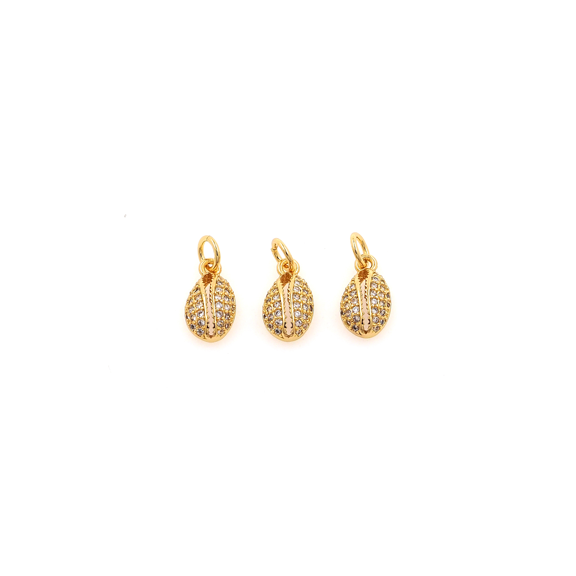CZ Micro Pave Shell Pendant,18K Gold Filled Shell Charm Earrings Necklace for DIY Jewelry Making Supply