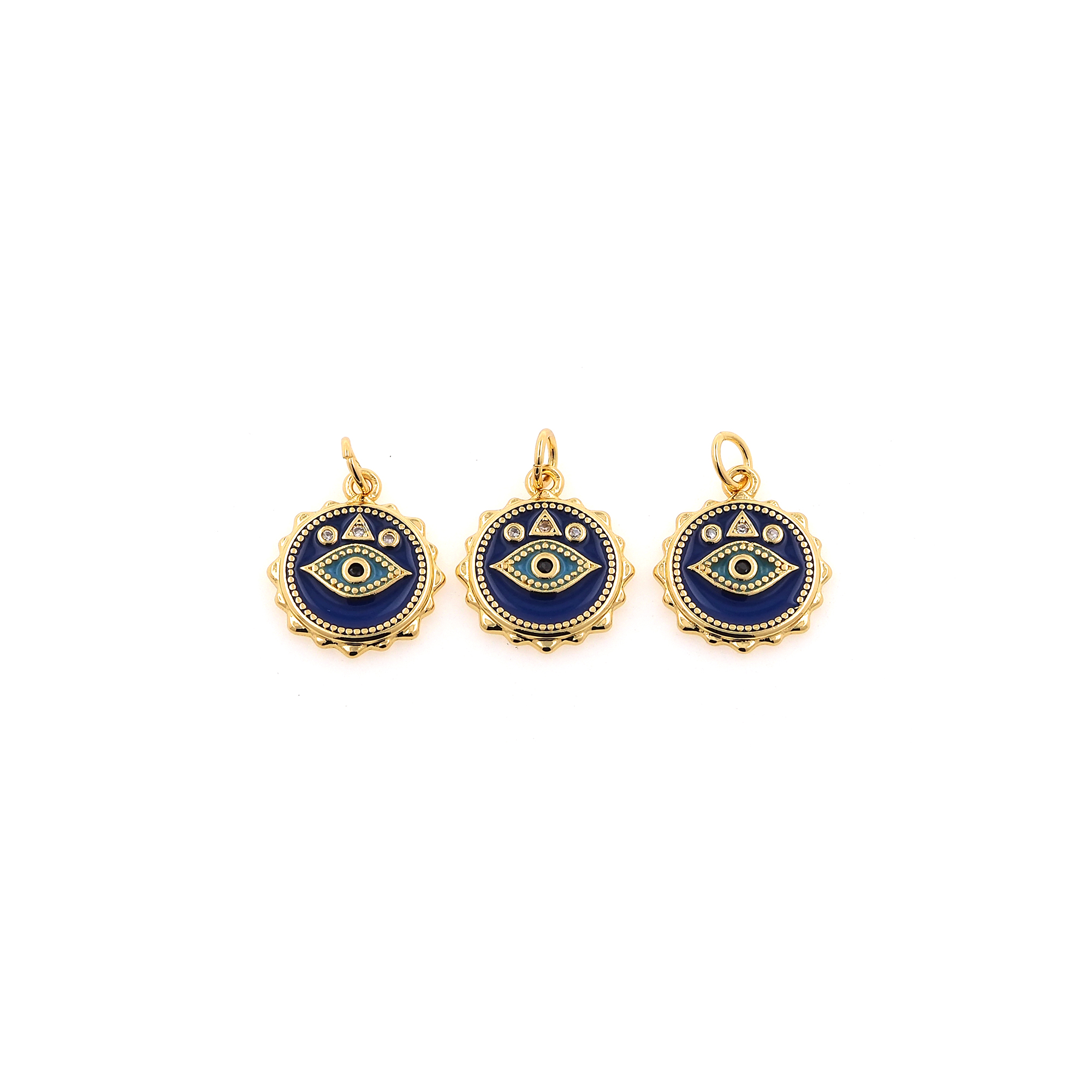 Enamel Evil Eye Pendant,18K Gold Filled Evil Eye Charm Earrings Necklace for DIY Jewelry Making Supply