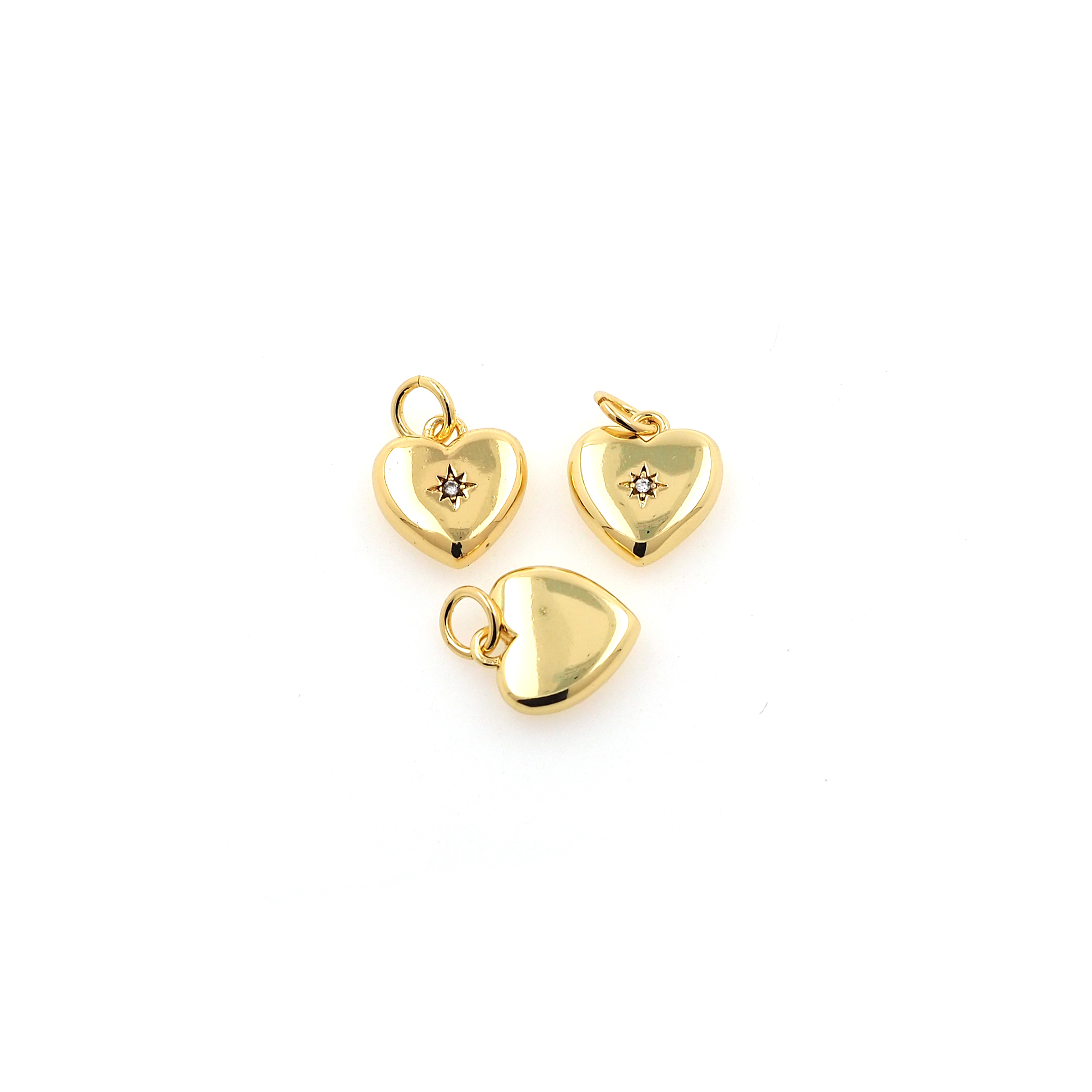 18K Gold Filled Heart Pendant,CZ Micro Pave Heart Charm Earrings Necklace for DIY Jewelry Making Supply