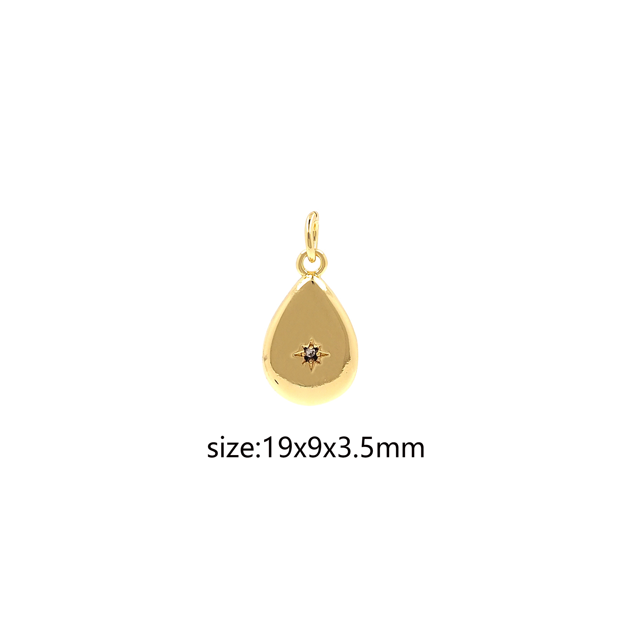 18K Gold Filled Water Drop Pendant,CZ Micro Pave Teardrop Charm Earrings Necklace for DIY Jewelry Making Supply