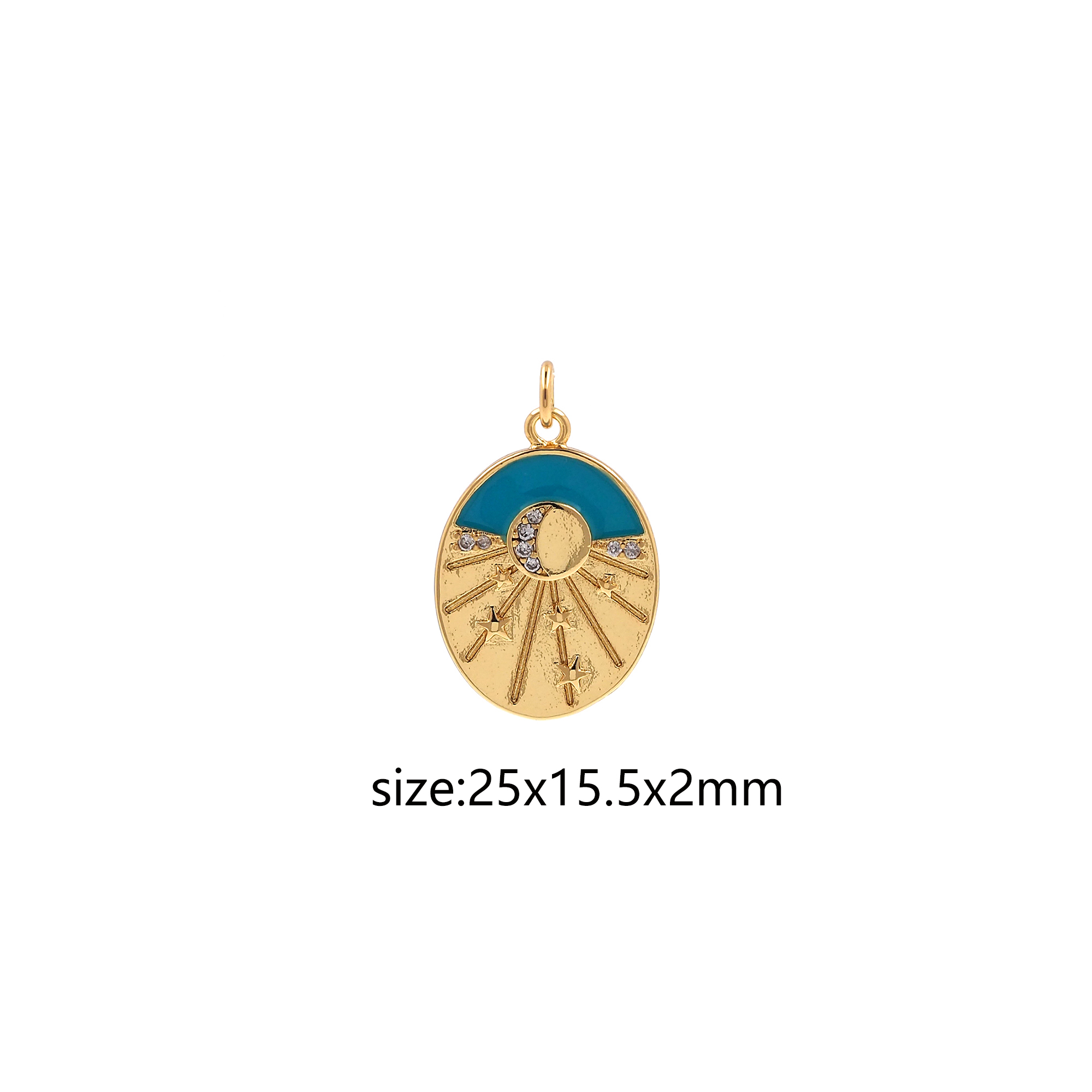 18K Gold Filled Moon Pendant,Celestial Charm,CZ Micro Pave Moon Earrings Necklace for DIY Jewelry Making Supply
