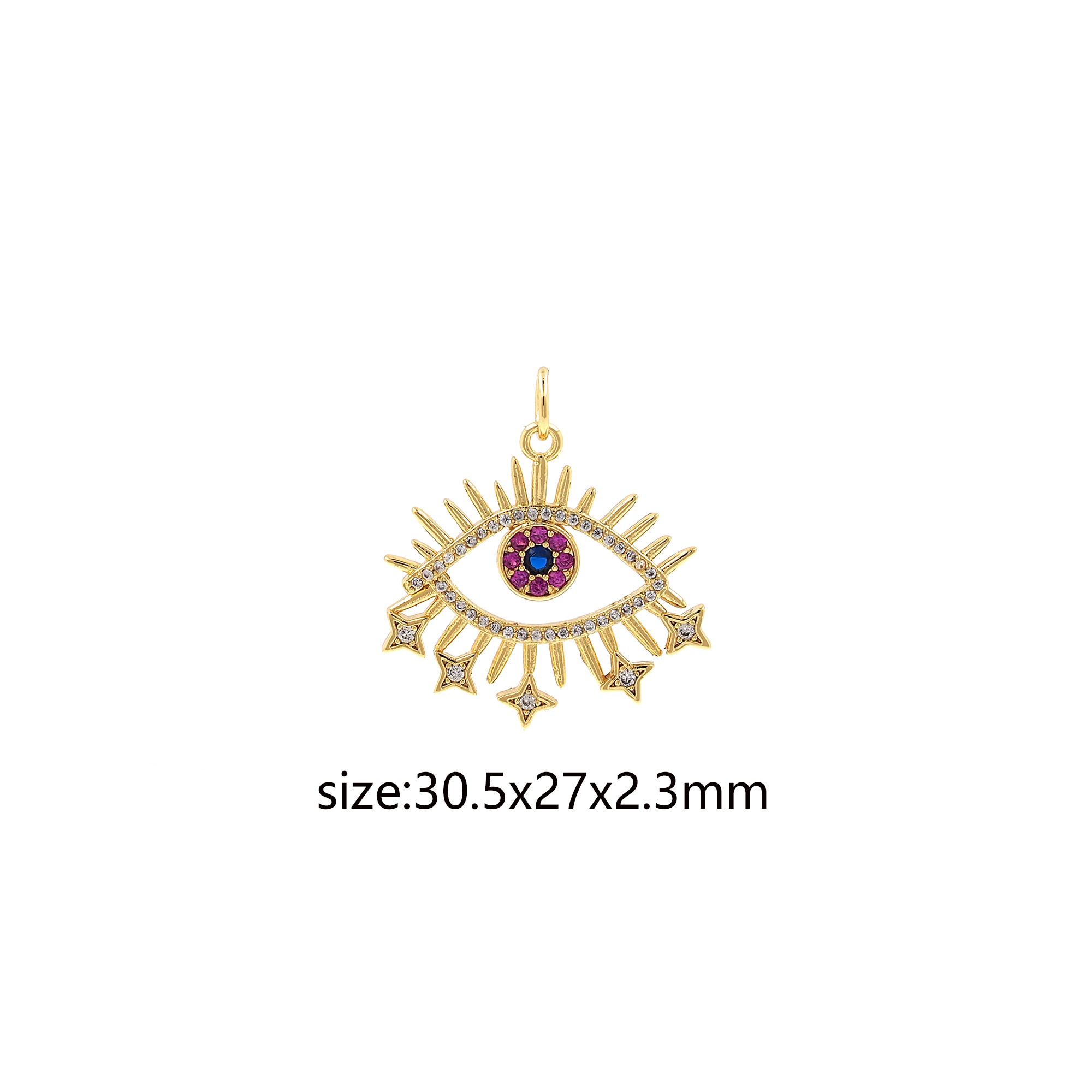 CZ Micro Pave Amulet Pendant,18K Gold Filled Evil Eye Charm Earrings Necklace for DIY Jewelry Making Supply
