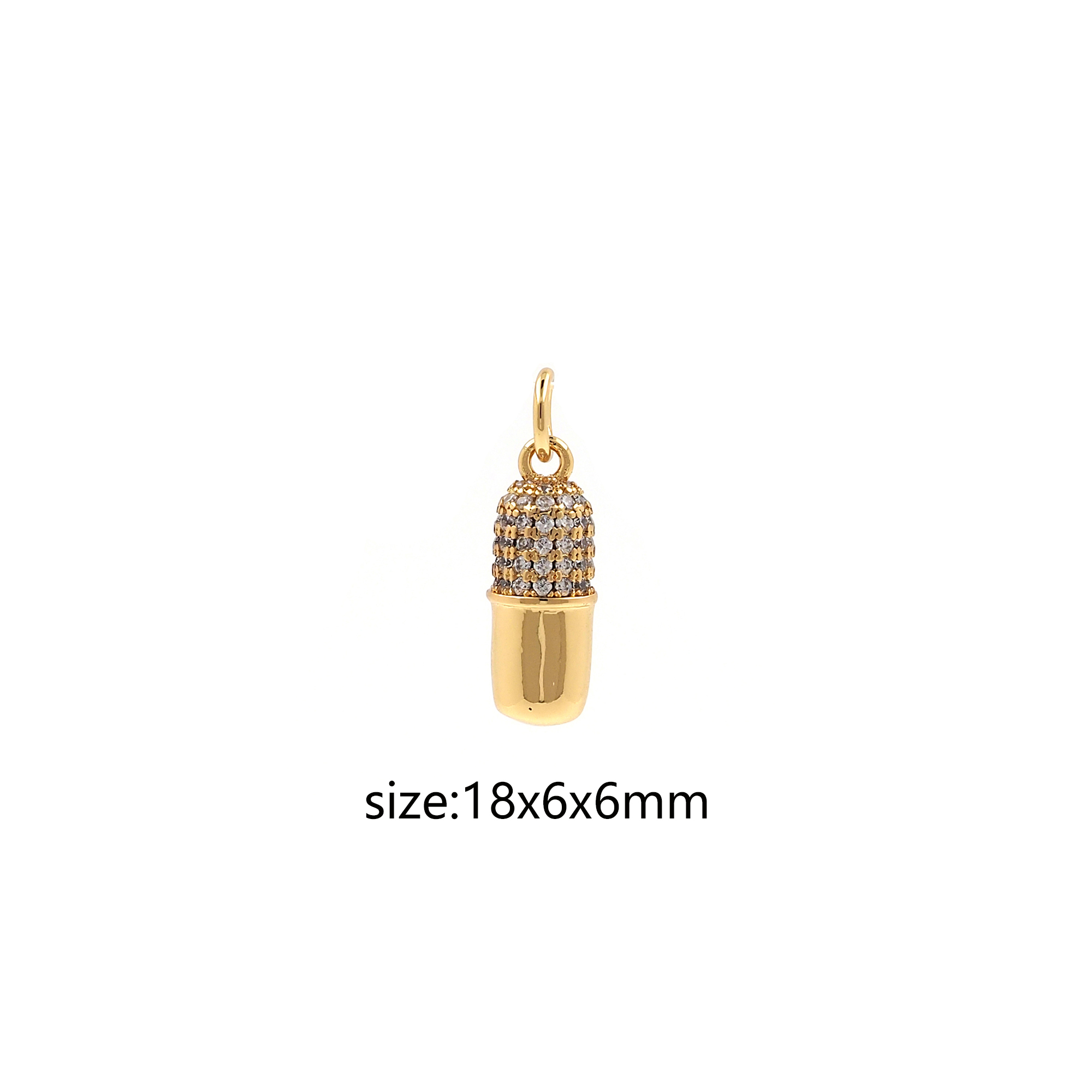 18K Gold Filled Pill Pendant,Capsule Charm,CZ Micro Pave Pill Earrings Necklace for DIY Jewelry Making Supply