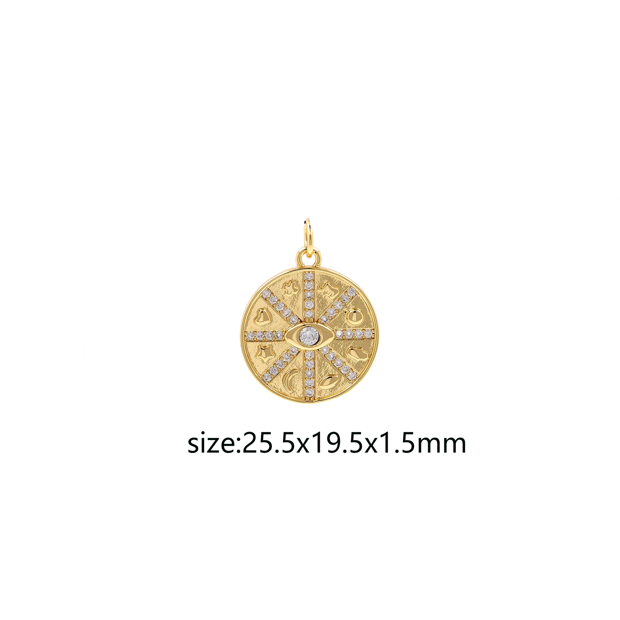 18K Gold Filled Luck Evil Eye Pendant,CZ Micro Pave Evil Eye Charm Earrings Necklace for DIY Jewelry Making Supply