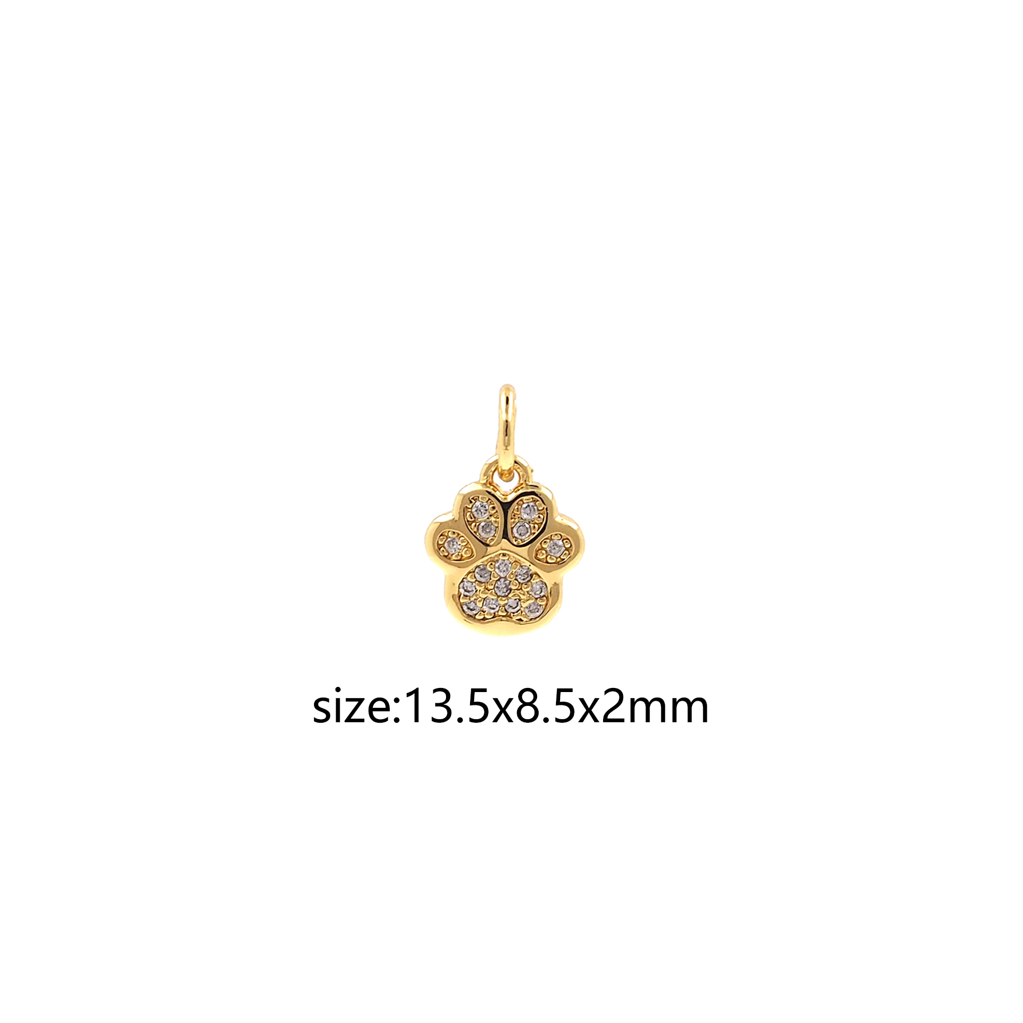 18K Gold Filled Paw Pendant,CZ Micro Pave Paw Charm Earrings Necklace for DIY Jewelry Making Supply