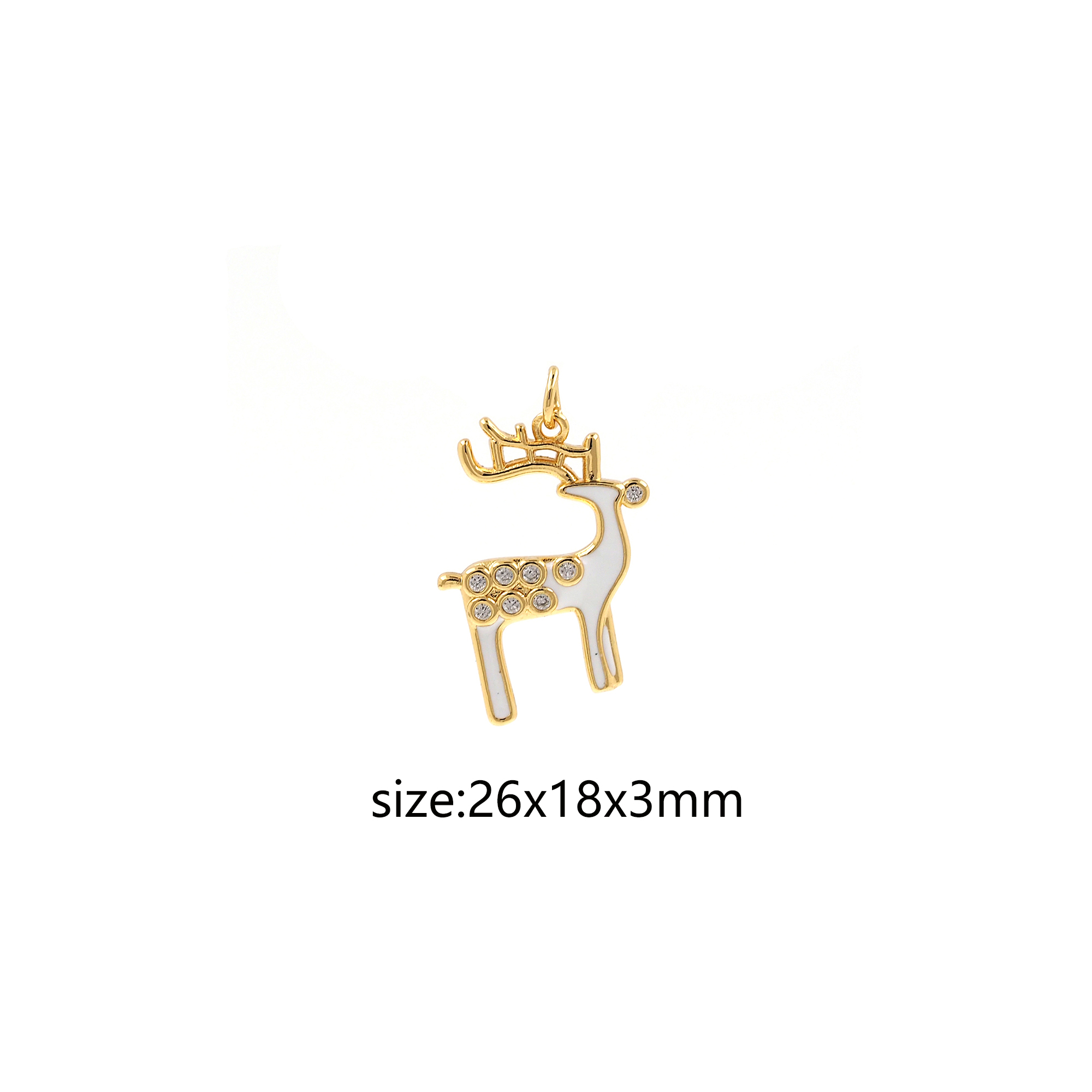 18K Gold Filled Elk Pendant,Animal Charm,Enamel Deer Earrings Necklace for DIY Jewelry Making Supply