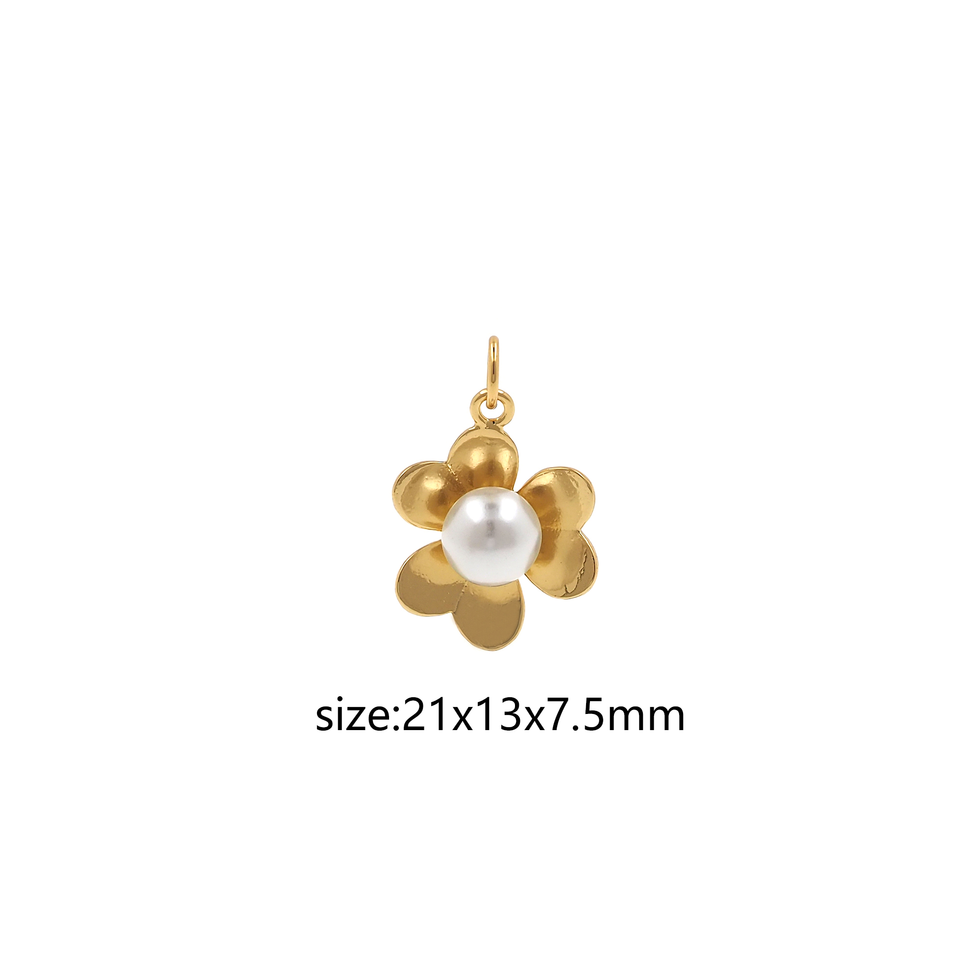 Dainty Floral Pendant,18K Gold Filled Pearl Flower Charm Earrings Necklace for DIY Jewelry Making Supply